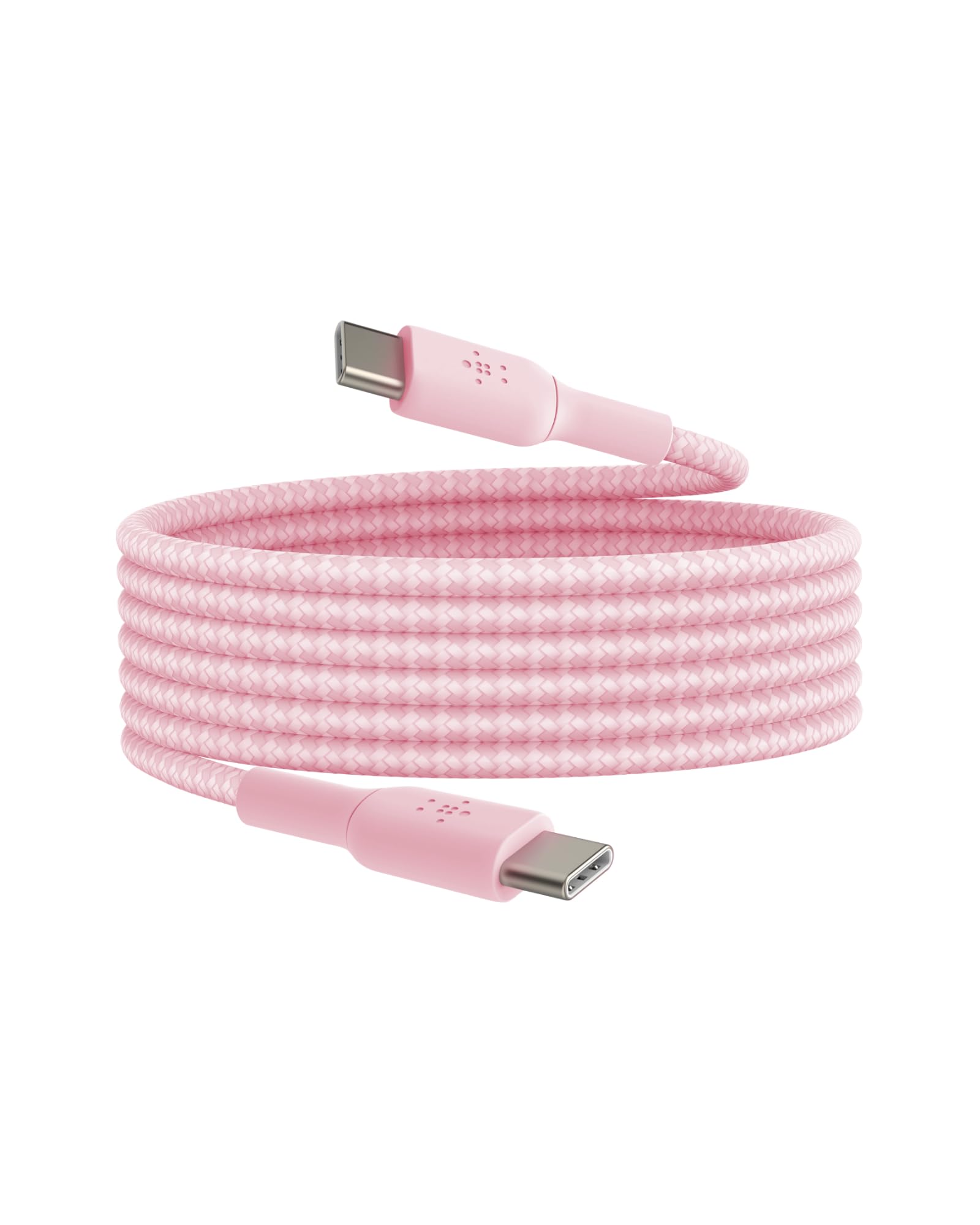 Belkin BoostCharge 2M/6.6ft Braided USB-C to USB-C Fast Charging Cable - Compatible with iPhone 16 Series, Samsung Galaxy S25/S24, Google Pixel 9/8, iPad Pro & More Devices - Durable Pink Charger Cord for Home, Office & Travel
