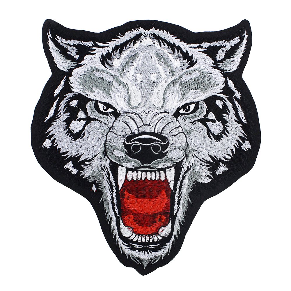Large Wolf Head Embroidery Iron On Patches for Jackets, DIY Scrapbooking, Denim Vest & Backpack Customization - Perfect for Bikers, Punk Fashion & Gothic Clothing