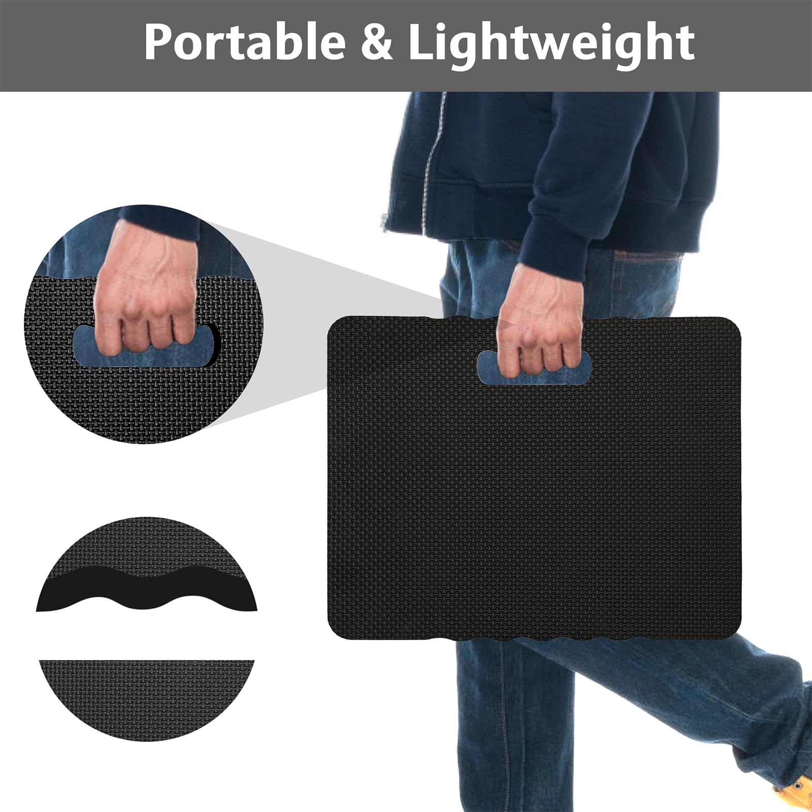 HOOPLE Soft Foam Kneeling Pad - Waterproof Garden Knee Cushion for Gardening, Yoga, Exercise & Bathing - Lightweight Knee Mat for Outdoor Work, Home Workouts & Relaxation - Perfect Gardening Gift for Women & Men (Black)
