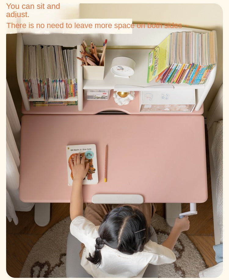 Solid Wood Poplar Kids Study Desk - Adjustable Height Children's Writing Table for Homework & Drawing - Perfect for Bedroom, Homeschool & Classroom Learning