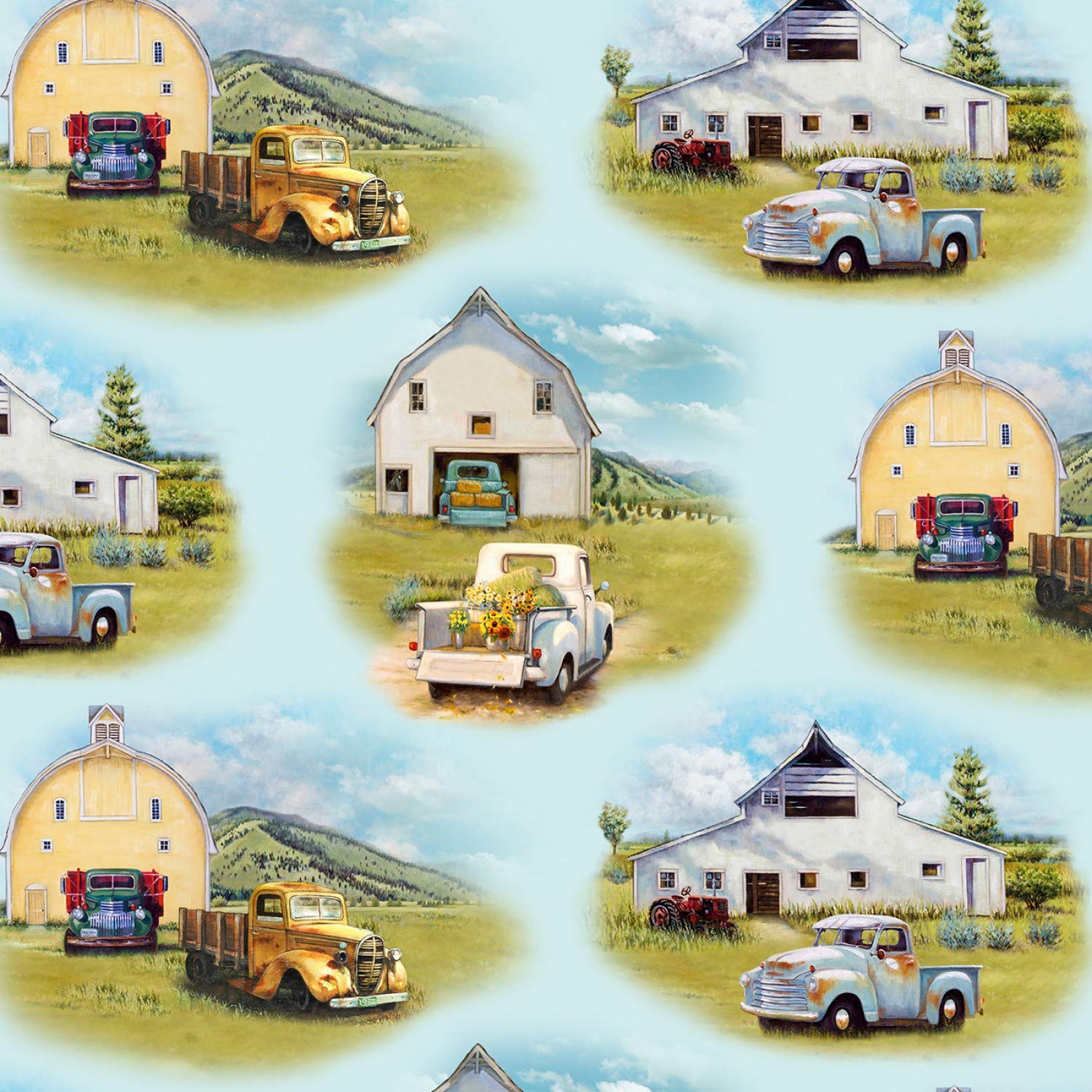 Vintage Trucks by Wendy Marquis 100% Cotton Quilt Fabric - Blue (21001) | Premium Cotton Material for Quilting, Sewing & DIY Crafts | Perfect for Quilts, Home Decor & Baby Blankets