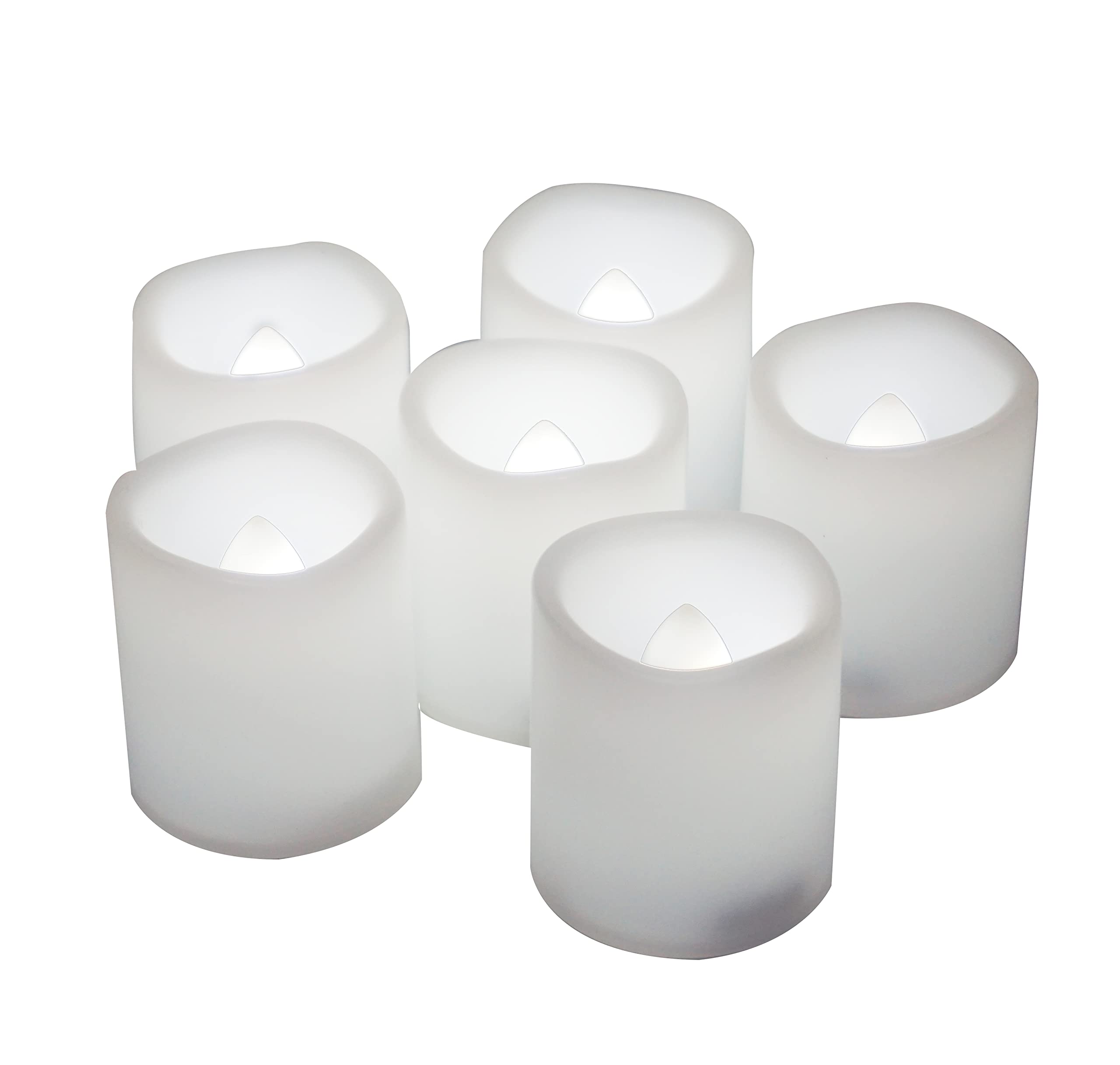 Battery Operated Flameless Votive Candles - 6 Pack LED Tea Lights with Timer & Realistic Flickering Effect for Wedding, Party, Halloween & Christmas Decor - Long Lasting Battery Included - Perfect for Centerpieces, Table Settings & Holiday Displays