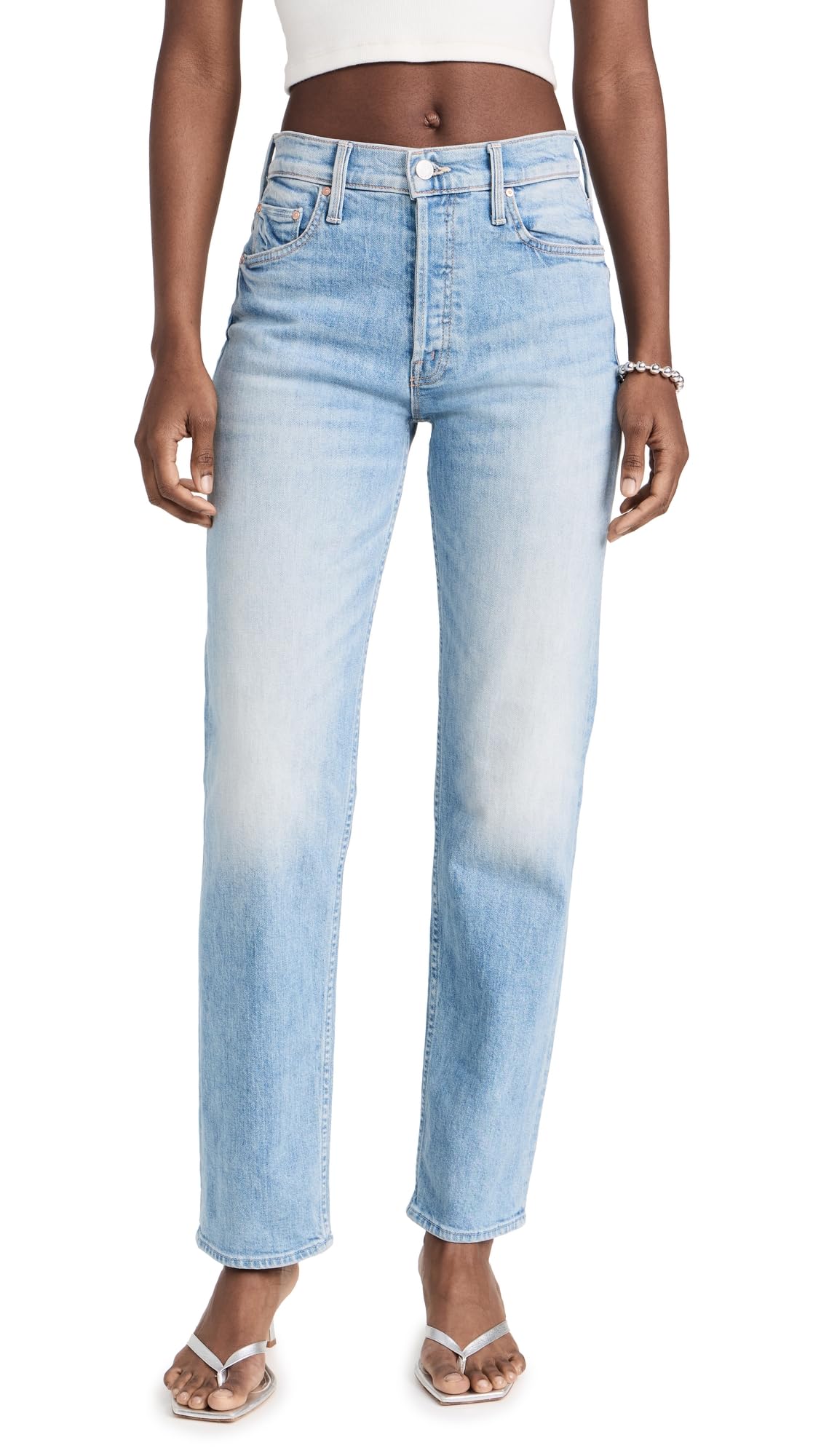 MOTHER Women's The Thrasher High-Rise Skinny Jeans - Distressed Denim Pants for Casual Wear & Night Out