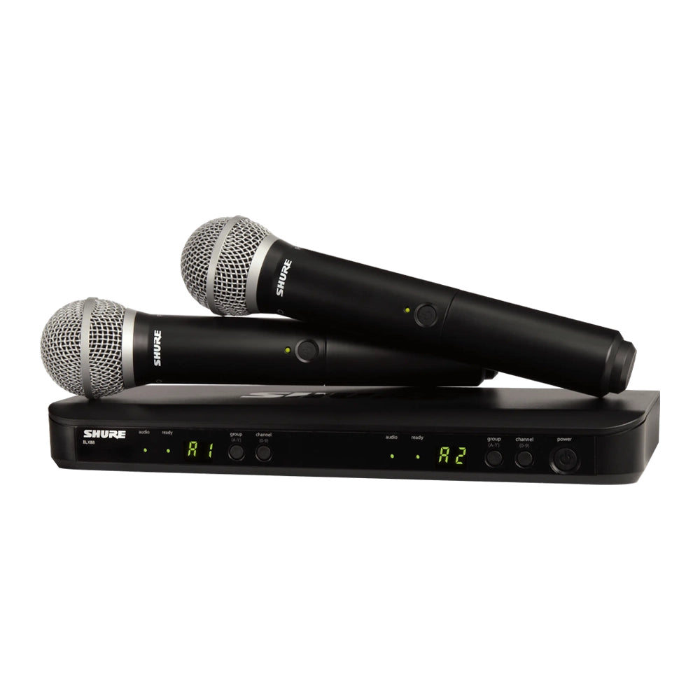 BLX288/PG58 J10 Dual Channel Wireless Microphone System - Professional Handheld Mic for Live Performances, Karaoke & Public Speaking