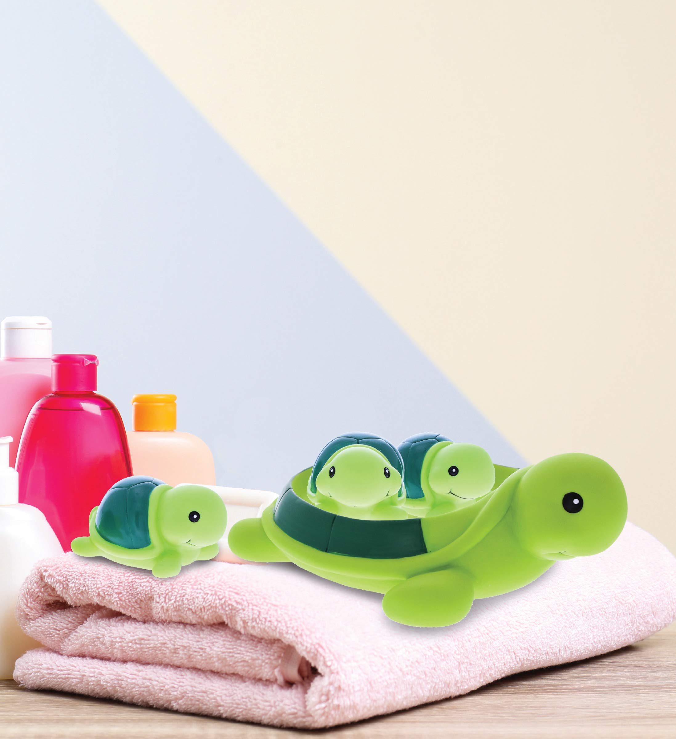 Dollibu Green Sea Turtle Family Animal Bath Squirters - 4 Piece Bath Toy Set for Kids | Fun Floating Rubber Squirt Toys for Boys & Girls | Perfect for Bathtime, Pool Play & Water Fun | Cute Animal Bath Toys for Toddlers & Children