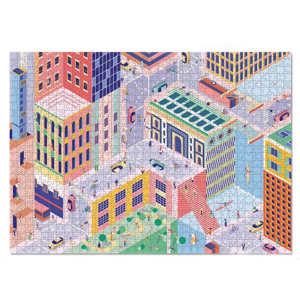 Upside Downtown 1000 Piece Jigsaw Puzzle for Adults - Challenging Cityscape Art Puzzle for Family Game Night & Stress Relief