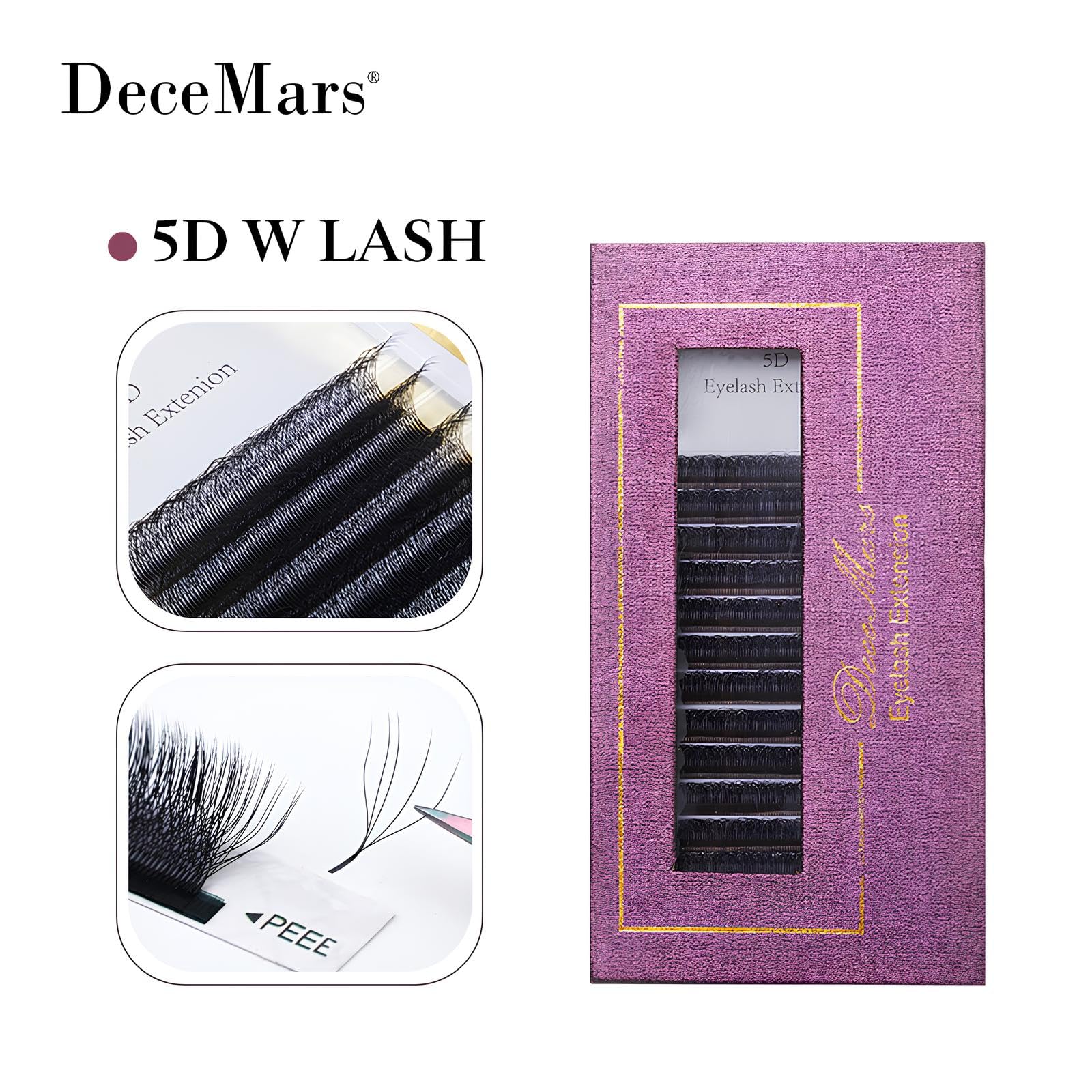 5D W Shape Premade Eyelash Extension Clusters - 0.07mm D Curl Volume Lashes, Natural Soft Black False Lashes, 8-12mm Mixed Lengths for Easy Fanning - Perfect for Bridal, Party & Special Occasion Makeup