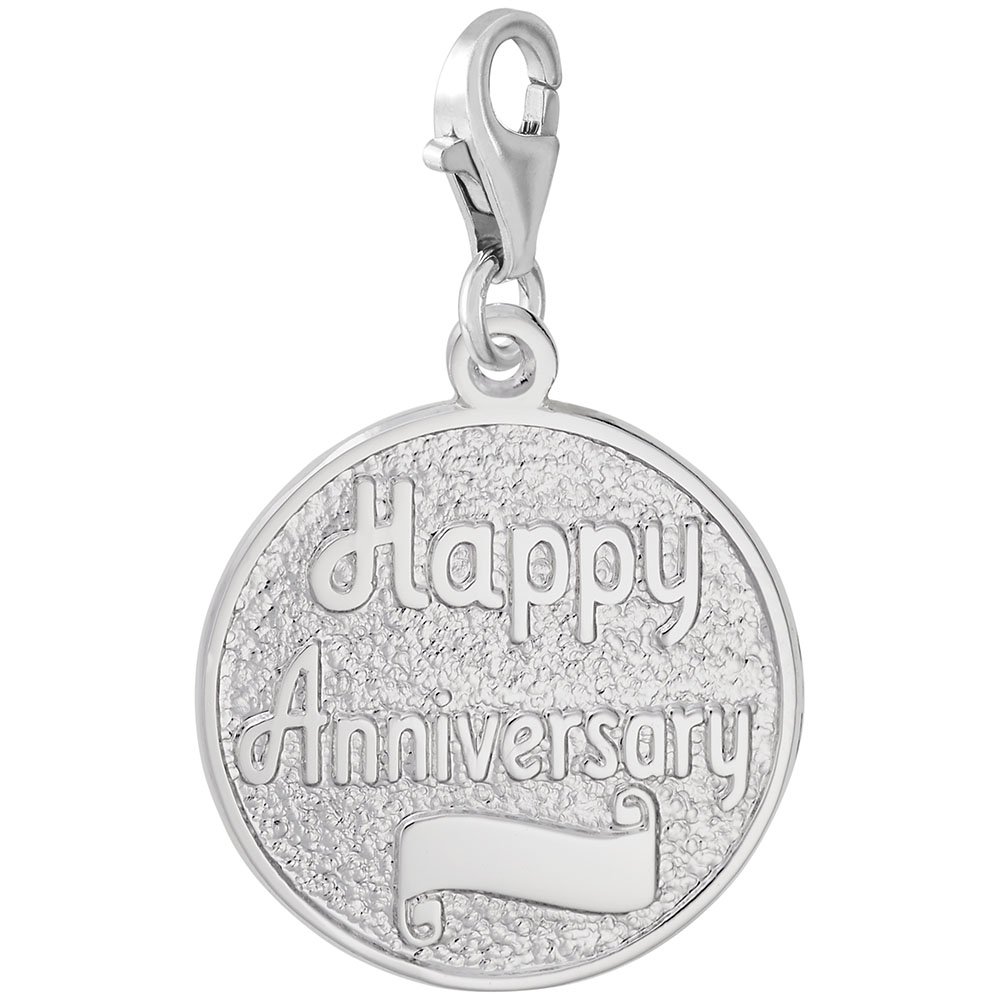 Anniversary Charm with Lobster Claw Clasp - Sterling Silver Jewelry Charms for Bracelets & Necklaces - Perfect for Couples Gifts, Wedding Anniversary & Romantic Occasions