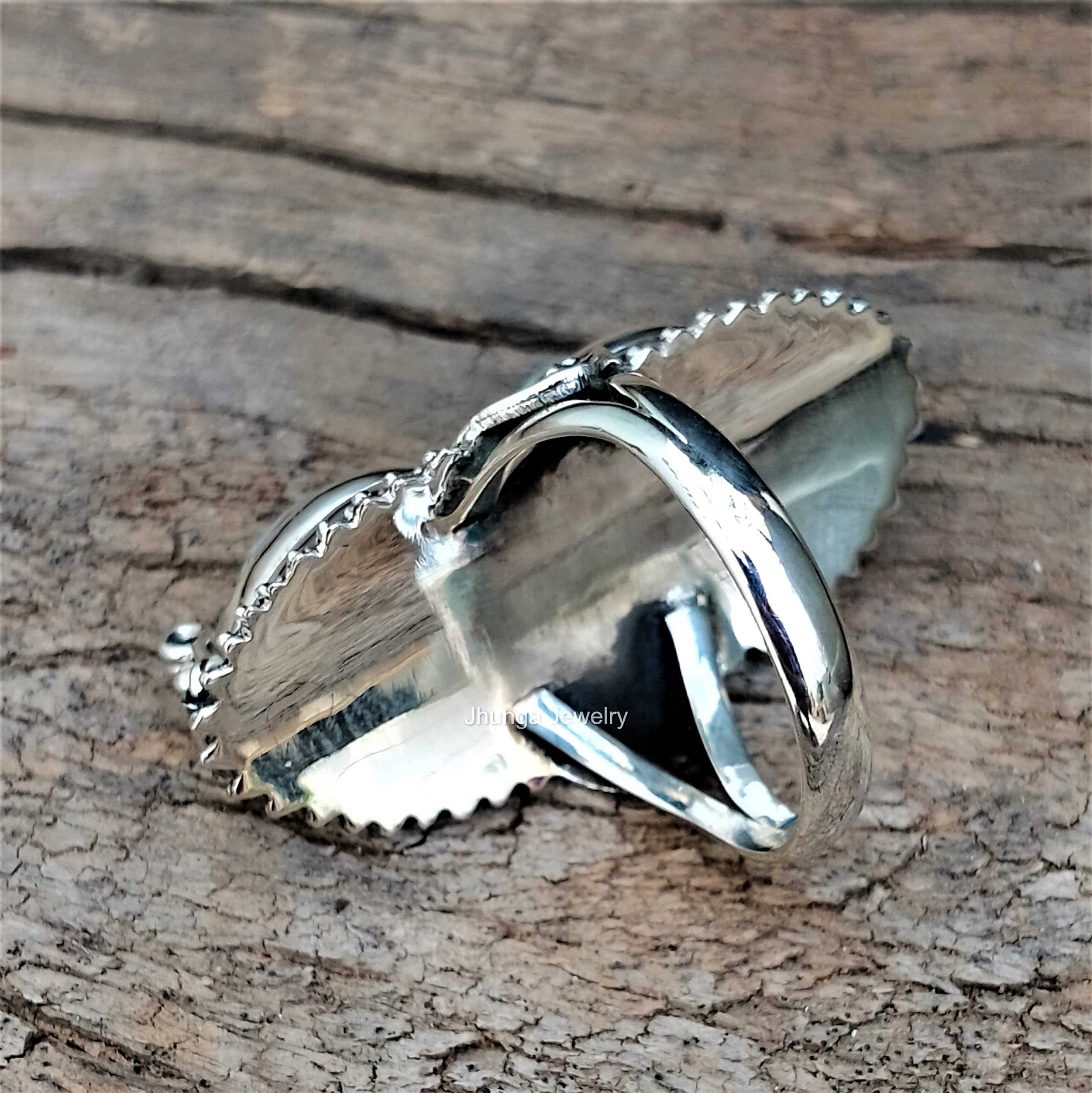 Larimar Poison Ring - 925 Sterling Silver Healing Crystal Locket Ring with Secret Compartment | Handmade Boho Style Statement Jewelry | Perfect for Gift Giving, Witchy Aesthetic & Medieval Renaissance Fairs