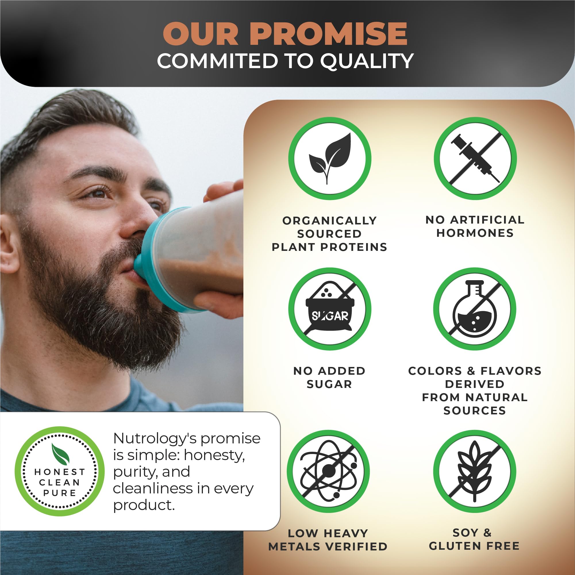 Nutrology TRIPACT Vegan Protein Powder - Organic Plant Based Protein Shake with Pea, Rice & Pumpkin, Non-GMO, BCAAs & Glutamine, Chocolate Peanut Butter Flavor, 20 Servings | Vegan Meal Replacement for Post-Workout Recovery, Weight Management & Healthy Lifestyle