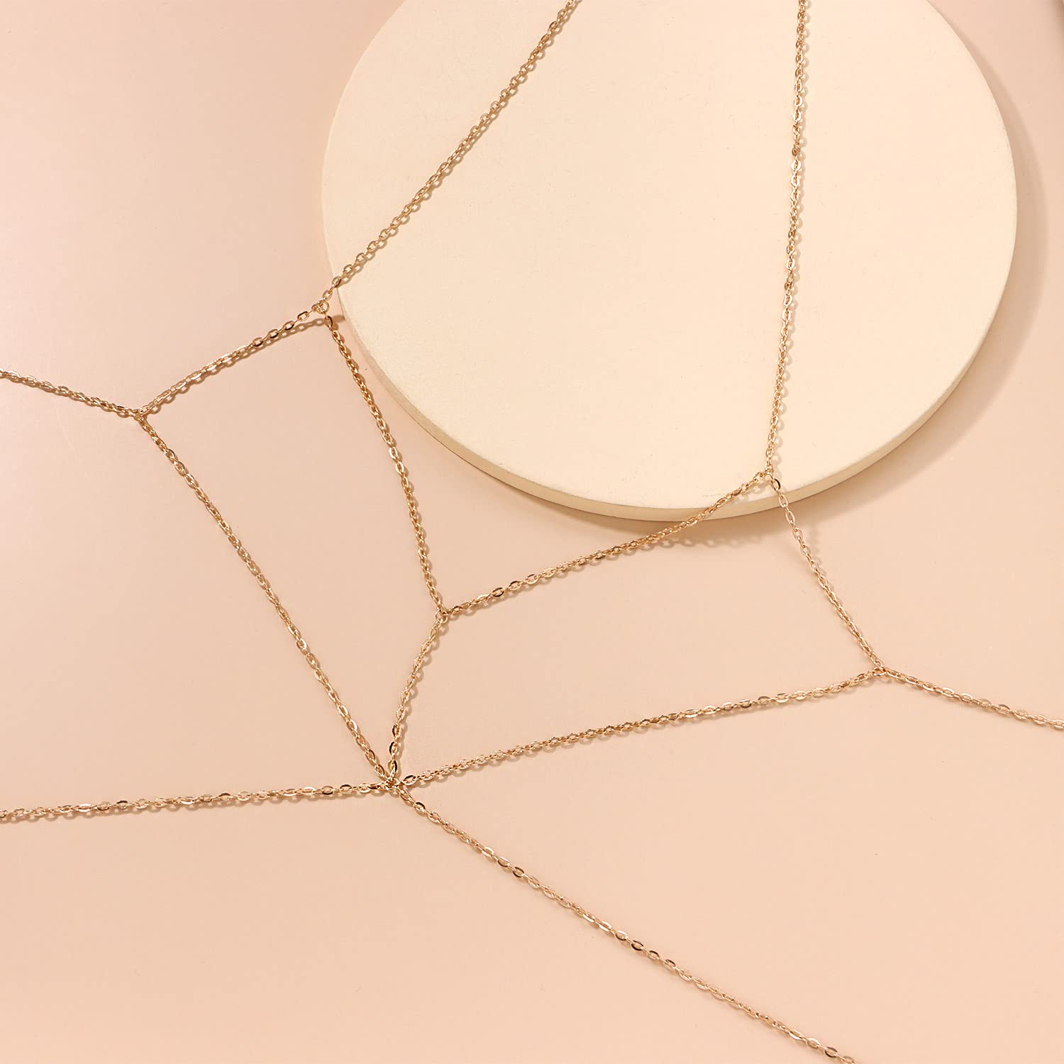 Jovono Fashion Body Chain Necklace - Sexy Belly Wire Harness Jewelry for Women & Girls - Perfect for Bikini, Beach, Party & Festival Outfits