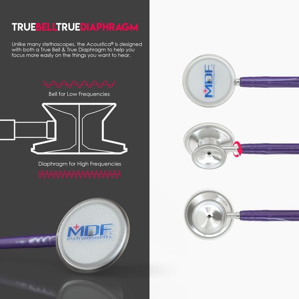 MDF MD One Stainless Steel Stethoscope for Adults - Purple Tube & Silver Chestpiece Headset (MDF77708) | Professional Medical Equipment for Doctors, Nurses & Healthcare Workers