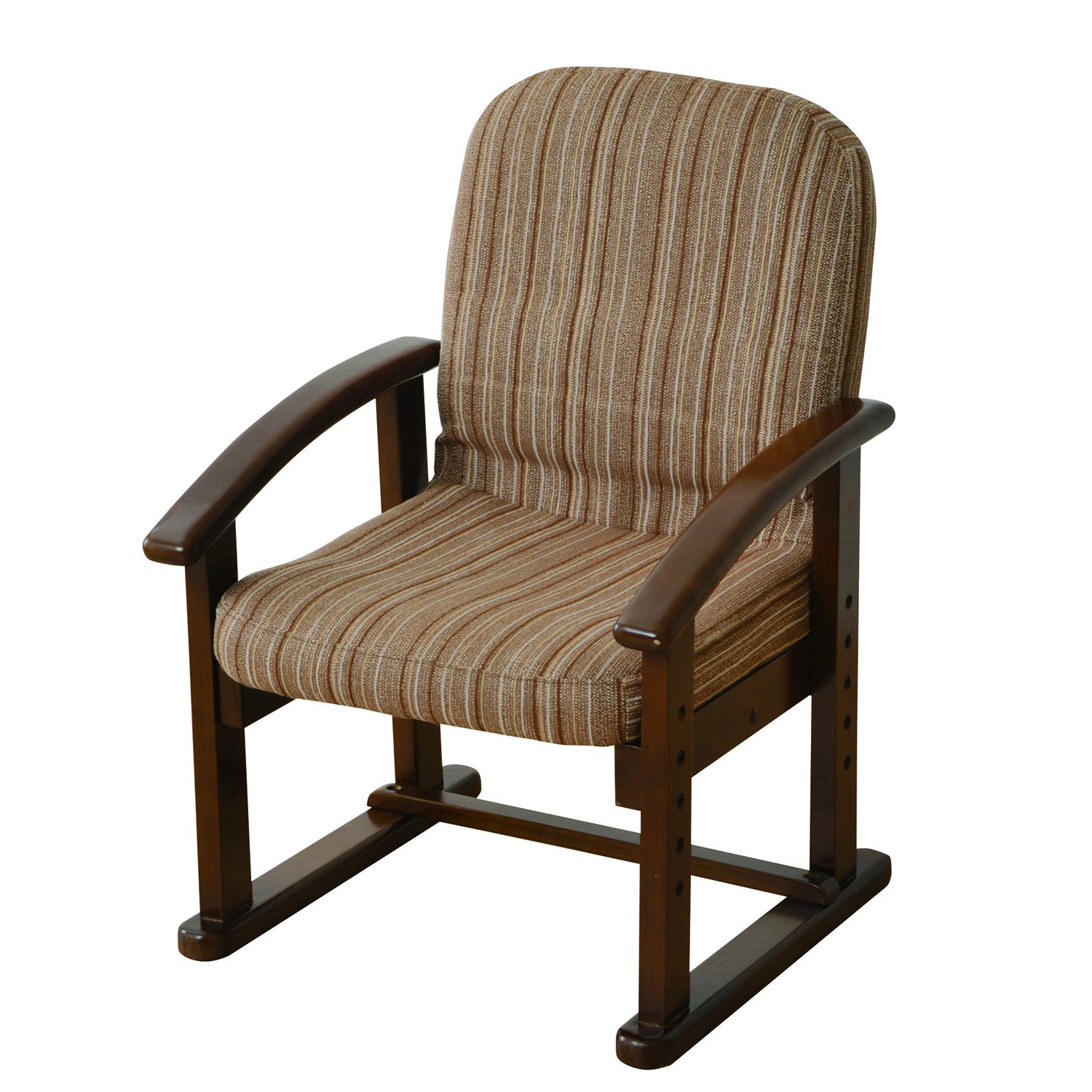 Yamazen KMZC-55 (VS1) Adjustable Height Reclining Folding Zashiki Chair - Dark Brown Stripe - Perfect for Japanese Restaurants, Tea Rooms, and Home Tatami Sitting Areas