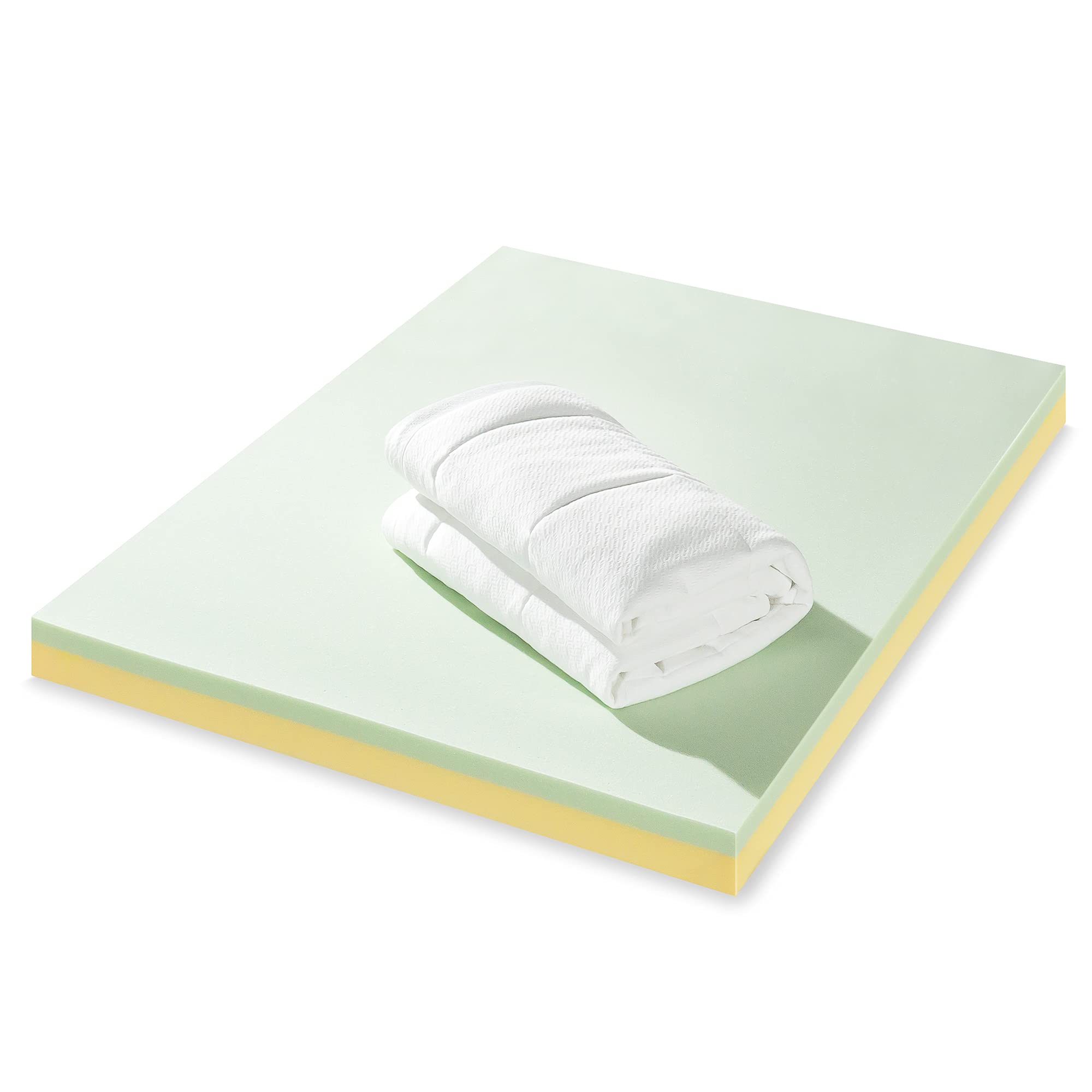 ZINUS 4 Inch Cooling Gel Memory Foam Mattress Topper with Quilted Plush Cover | Full Size Bed Topper for Pressure Relief & Back Pain | Green Tea Infused for Odor Control | Perfect for Guest Beds, Dorm Rooms & Home Use
