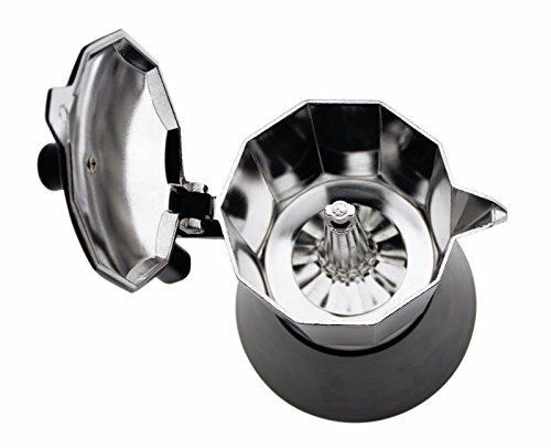 Jata CFI6 Italian Induction Coffee Maker - 6 Cup Capacity, Aluminum Body, Black - Compatible with All Stove Types - Perfect for Home, Office & Camping Use