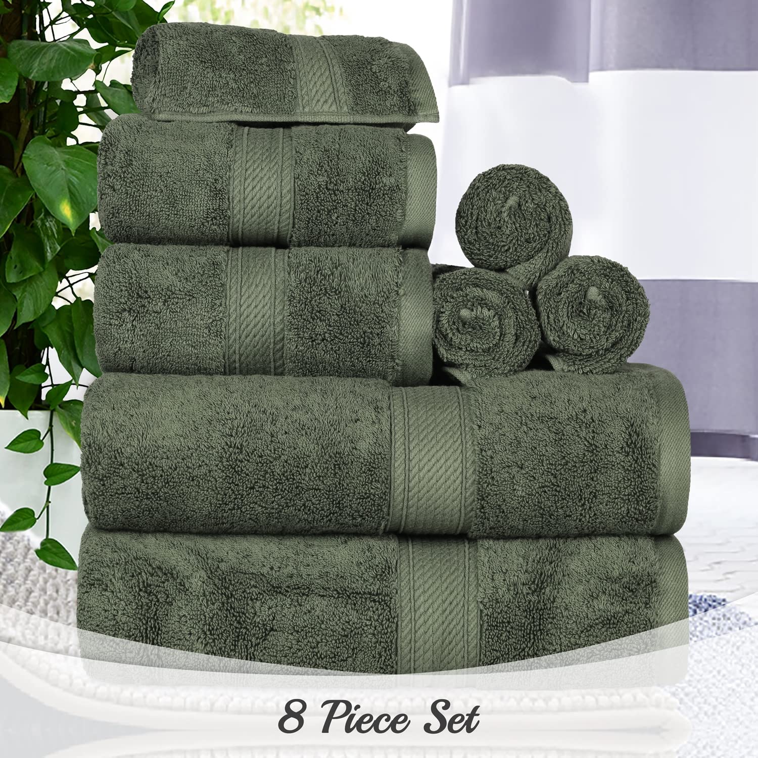 Premium Egyptian Cotton Towel Set - 8-Piece Bath & Shower Towels (30