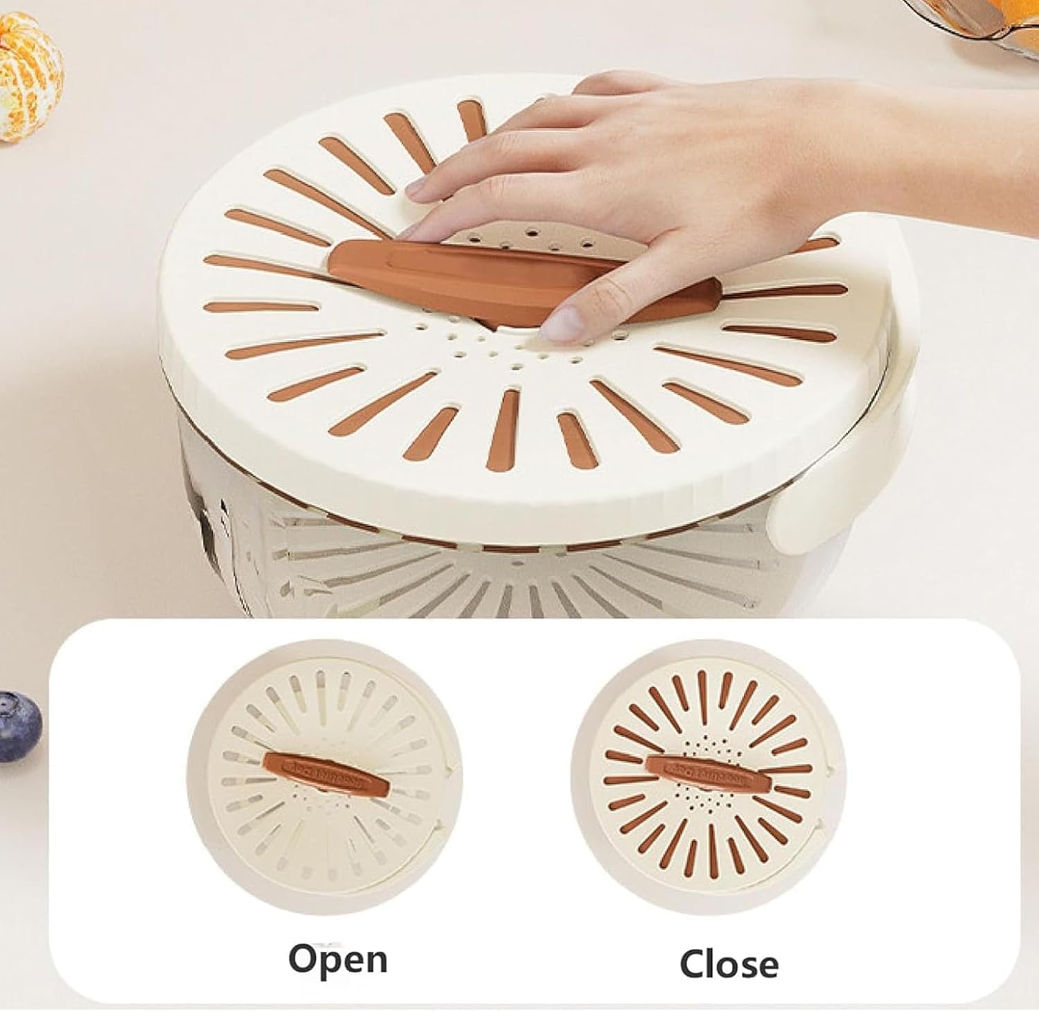 **Premium Fruit & Vegetable Washing Bowl with Lid – Multi-Functional Kitchen Colander & Strainer for Fresh Produce – Ideal for Washing Berries, Salad, and Herbs (White)**