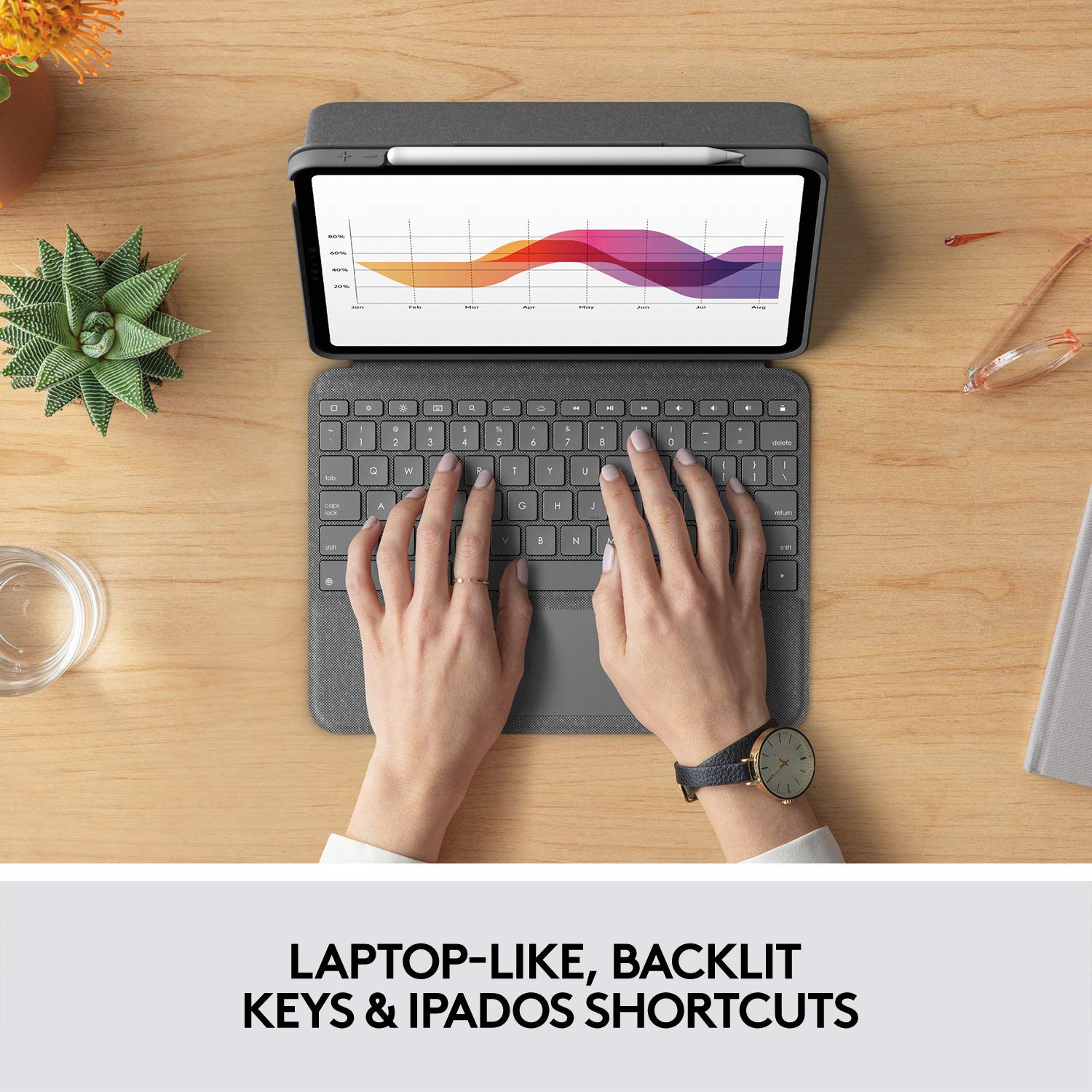 Logitech Folio Touch iPad Keyboard Case with Trackpad & Smart Connector - Compatible with iPad Air 11-inch (M2/M3) & 4th/5th Gen - Graphite - Perfect for Work, Study & Travel