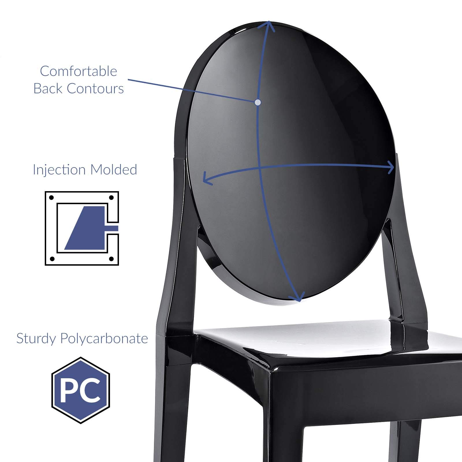 Modern Acrylic Stacking Dining Chairs - Set of 4 Black Contemporary Kitchen & Dining Room Chairs - Fully Assembled for Home, Office, Restaurant & Outdoor Use
