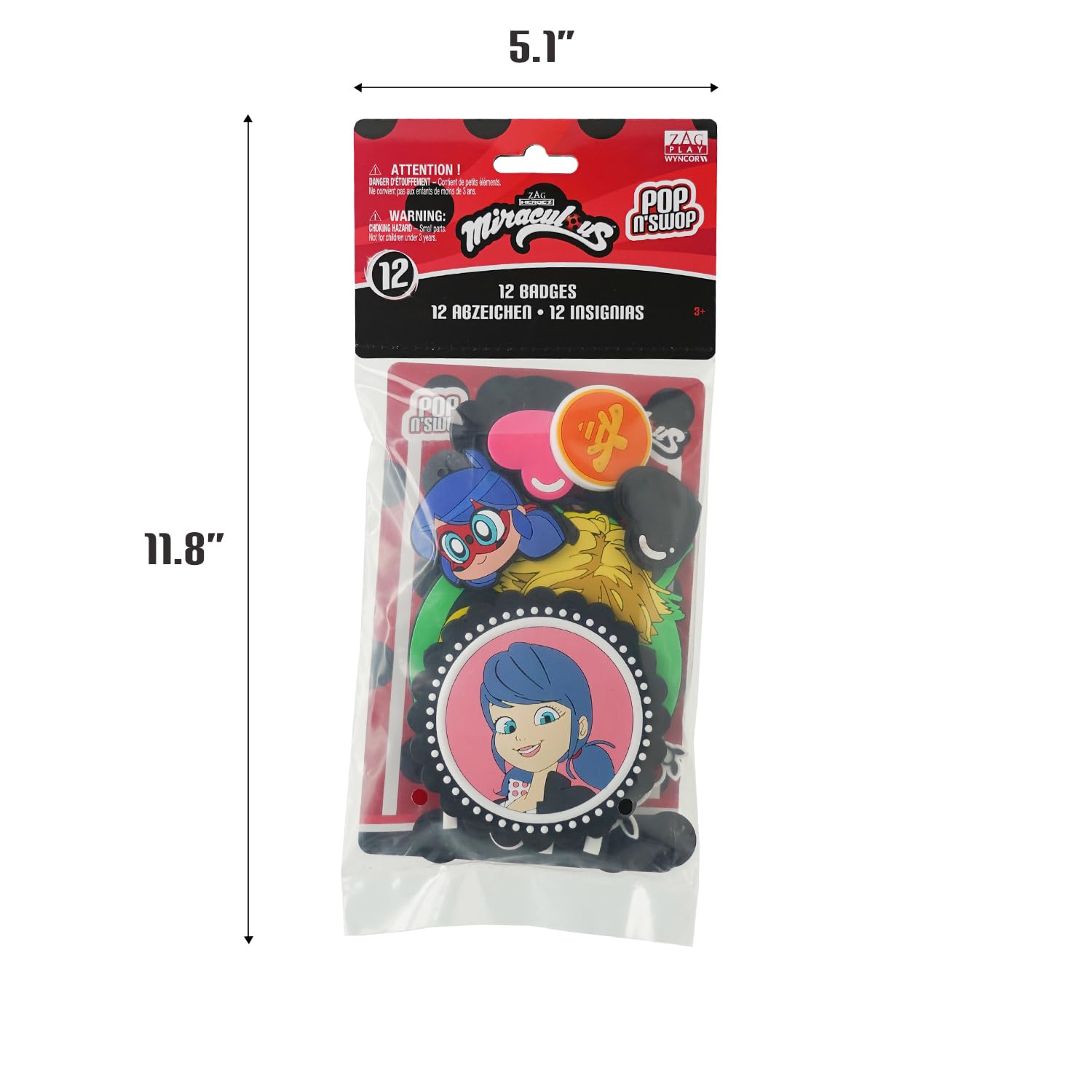 Miraculous Ladybug & Cat Noir 12-Piece Badge Set - Clip-On Pins for Pop n' Swop Purses, Bags & Backpacks (Regular & XXL Size) - Perfect for School, Cosplay & Fan Collections