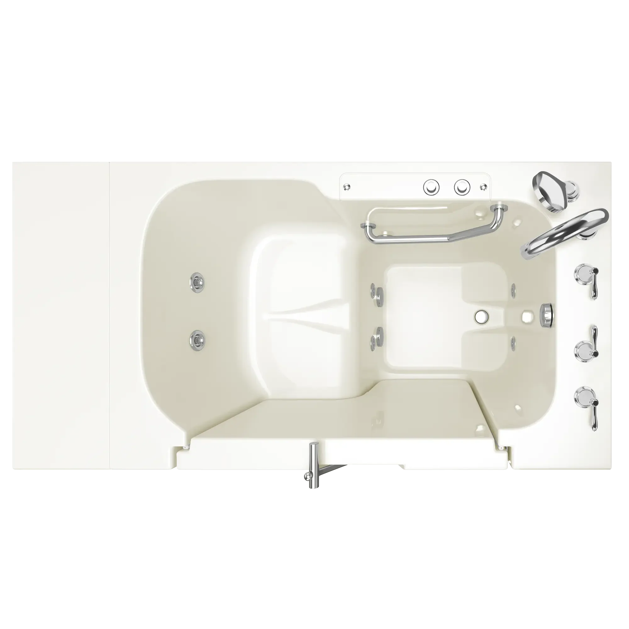 32 x 52 Inch Gelcoat Walk-in Bathtub with Whirlpool System - Right Hand Drain & Faucet Included | Ideal for Elderly & Mobility Assistance | ADA Compliant Safety Tub for Seniors