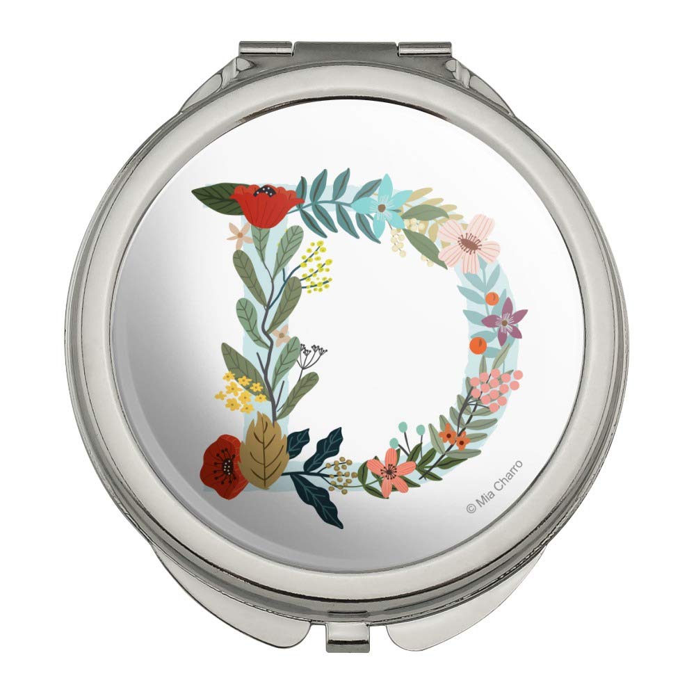 Floral Monogram Letter D Compact Travel Purse - Elegant Handbag with Mirror for Makeup & Essentials | Perfect for Travel, Daily Use & Gifts