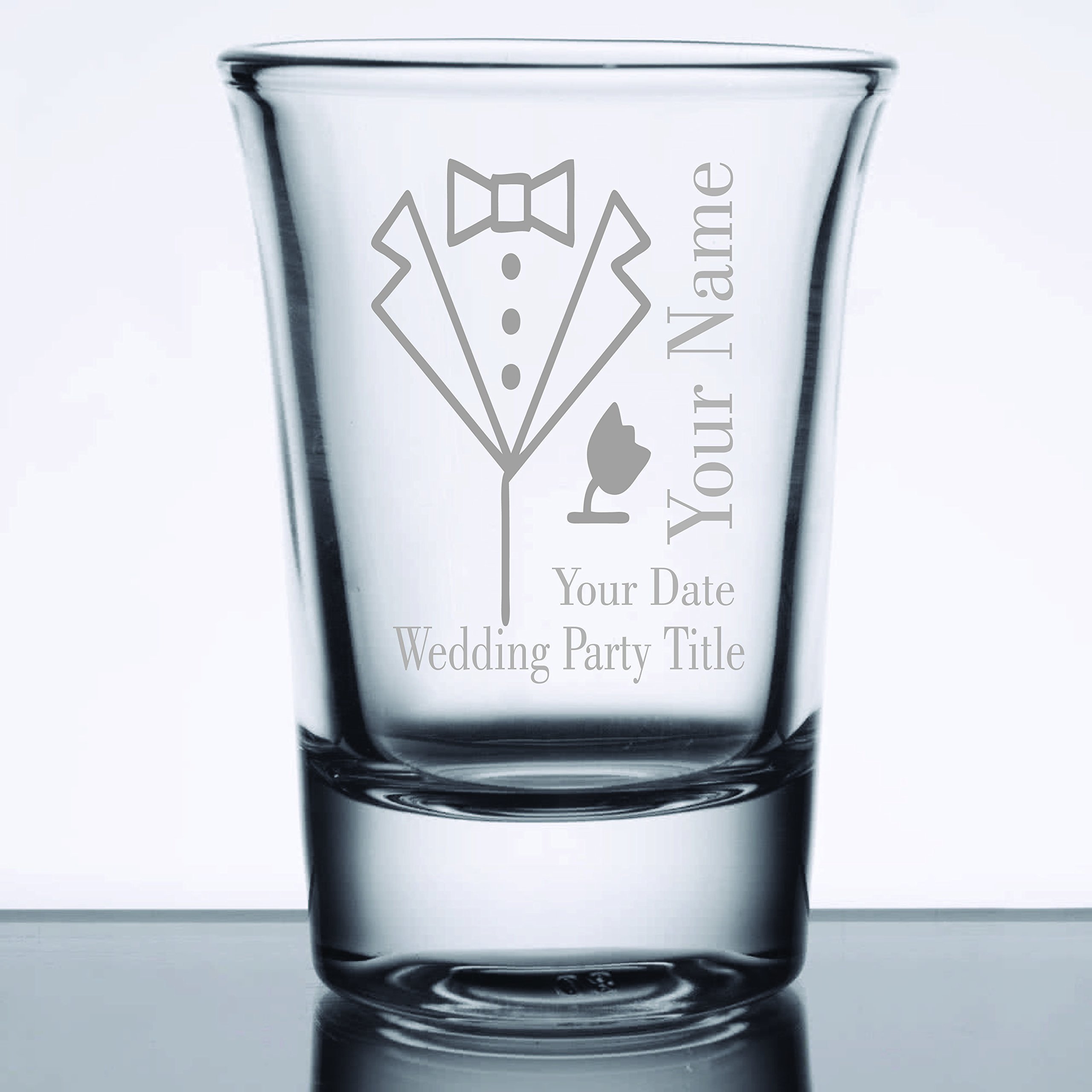 Personalized Engraved Groom's Wedding Party Shot Glass Set - Custom Whiskey Glasses for Bachelor Party, Groomsmen Gifts & Wedding Favors - Perfect for Toasts, Celebrations & Special Occasions