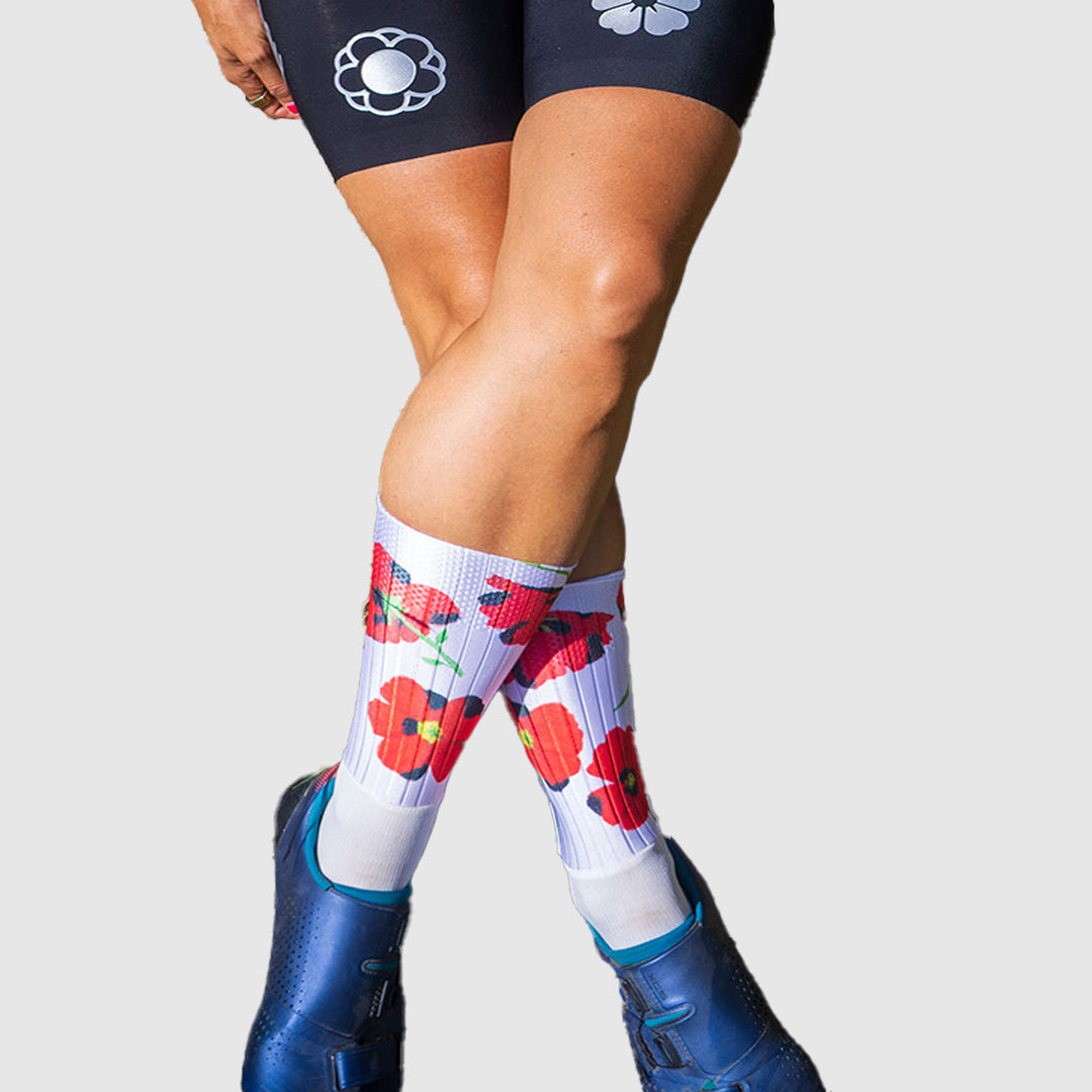 Breathable Red Poppies Aero Socks for Running & Hiking - Lightweight Athletic Socks for Men & Women - Perfect for Sports, Gym & Outdoor Activities