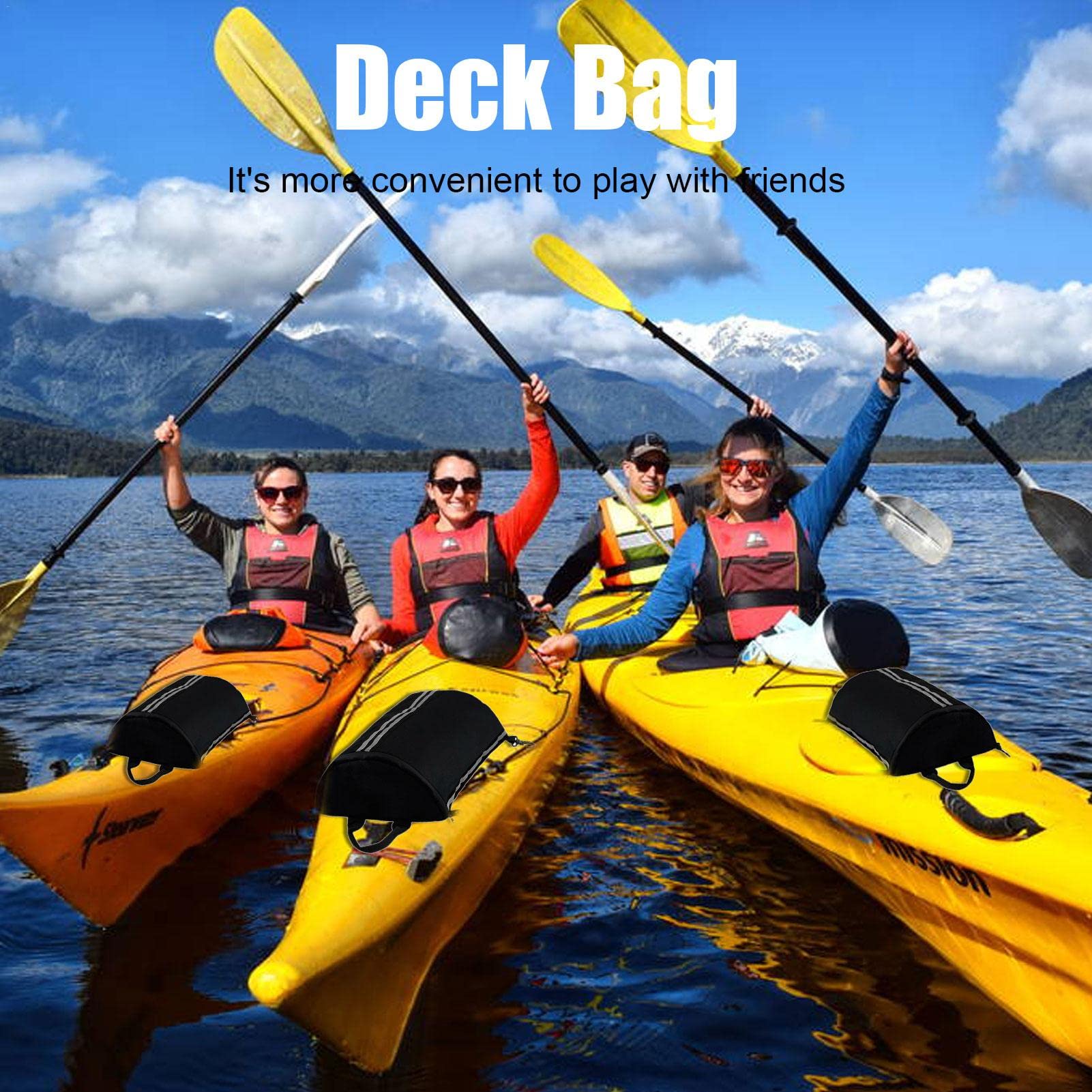 **Waterproof Kayak Deck Bag with Swivel Snap Hooks - Durable Paddle Board Accessories for SUP, Kayaking & Outdoor Adventures | Black**    *(Perfect for Kayaking, Stand-Up Paddleboarding, Fishing & Beach Trips – Keeps Gear Safe & Dry!)*
