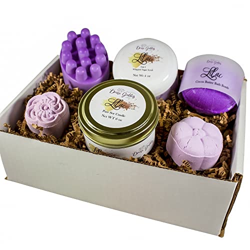 Luxury Lilac Spa Gift Basket for Women - Home Spa Bath & Body Set with Bath Bomb, Sugar Scrub, Shower Steamer | Relaxing Self-Care & Birthday Gift for Her | Perfect for Mother's Day, Anniversary & Stress Relief