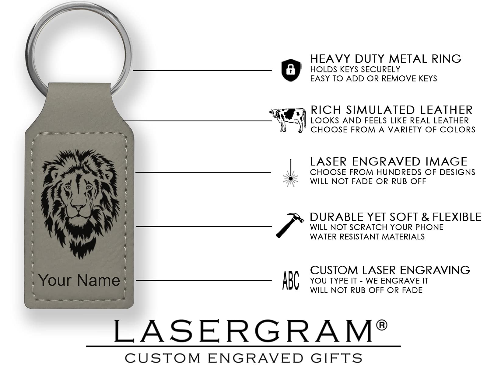 Personalized Engraved Hawaiian Sea Turtle LaserGram Rectangle Keychain - Custom Gray Gift for Beach Lovers, Travelers & Ocean Enthusiasts - Perfect for Keys, Bags & Souvenirs
