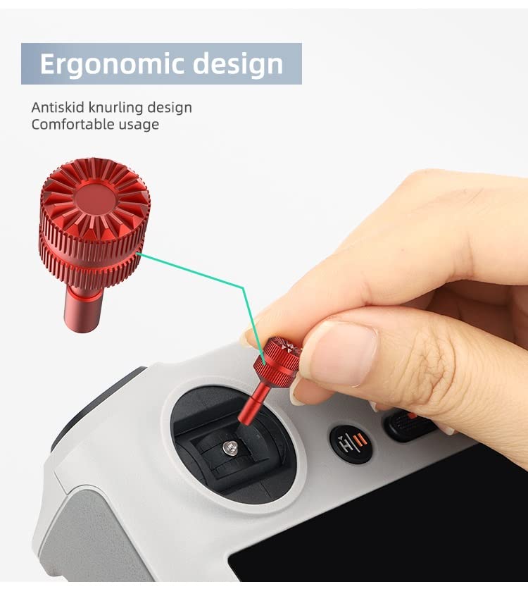 DJI Mini 3 Pro RC Controller Accessories - 2PCS Metal Alloy Remote Control Sticks for DJI RC (Red) | Perfect for Drone Piloting, Aerial Photography & FPV Racing