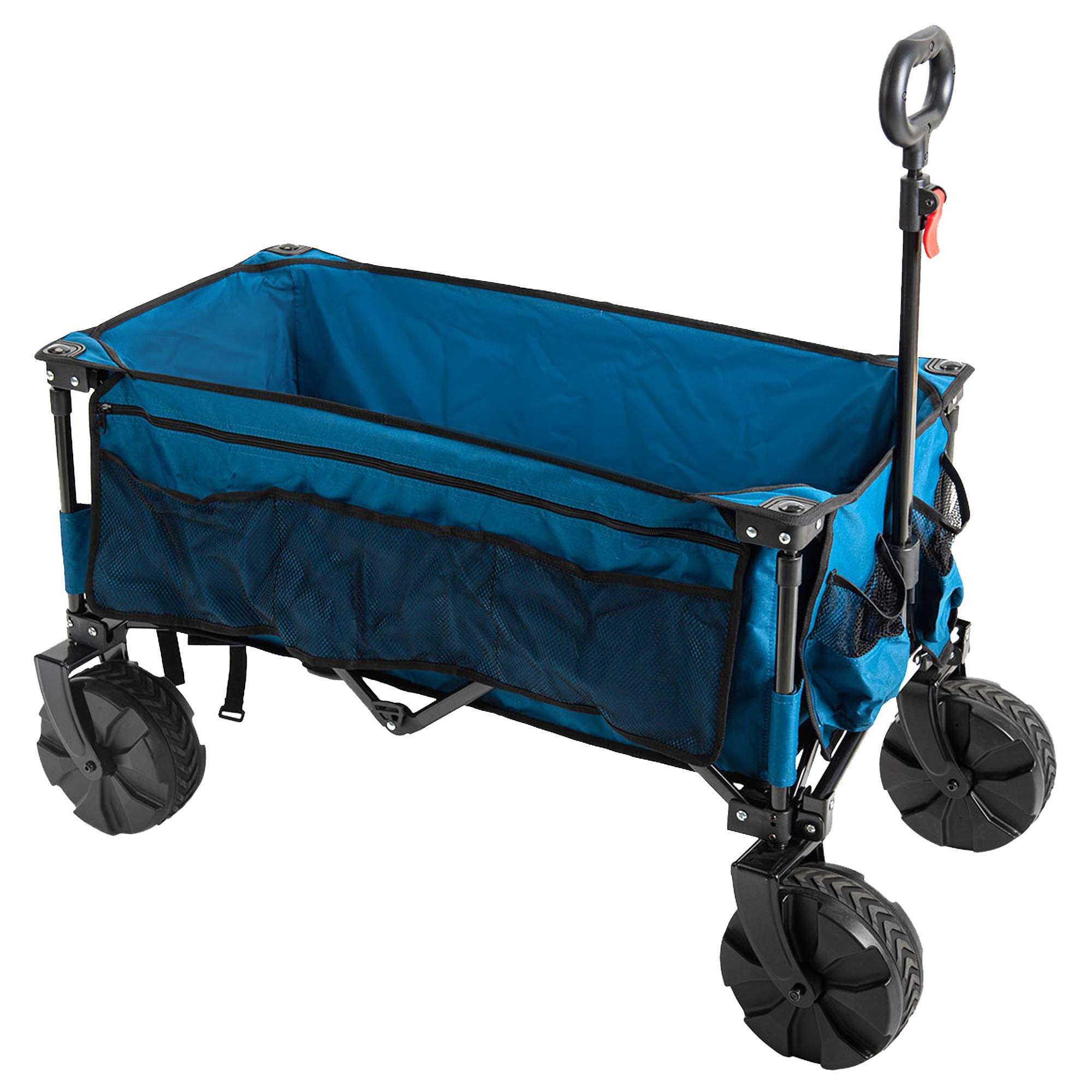 Timber Ridge Heavy Duty Folding Wagon Cart with Big Wheels - Collapsible Utility Cart for Beach, Camping, Shopping & Outdoor Activities - All Terrain Grocery Cart with Side Pockets & Cup Holders (35.5x18.4x39 Inches) - Perfect for Picnics, Farmers Markets, Tailgating & Garden Transport