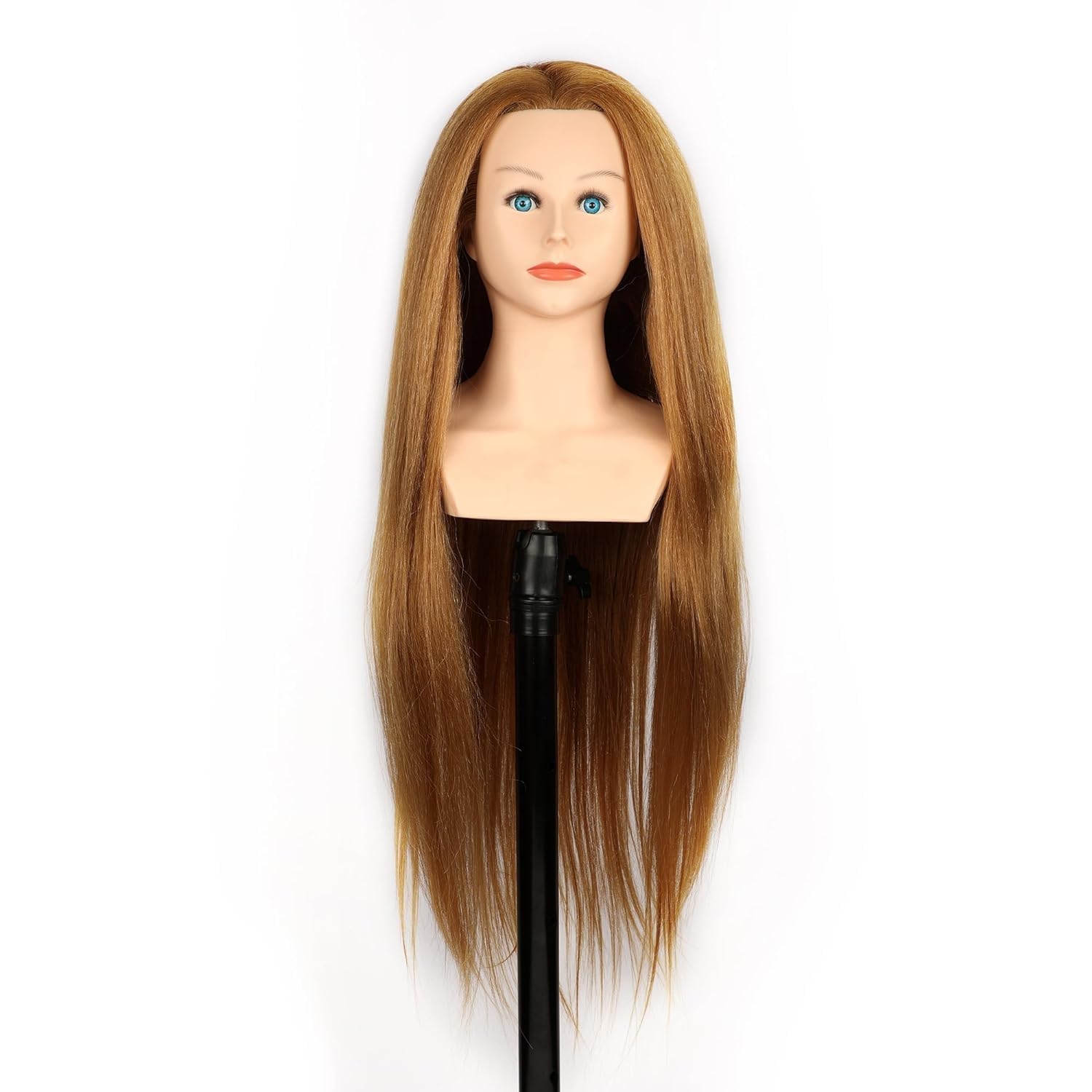 9JOY 30 Inch Shoulder Hair Dummy for Hair Styling Practice - Brown Synthetic Hair Mannequin Head for Cutting, Coloring & Styling Training - Perfect for Salon Students & Beginners