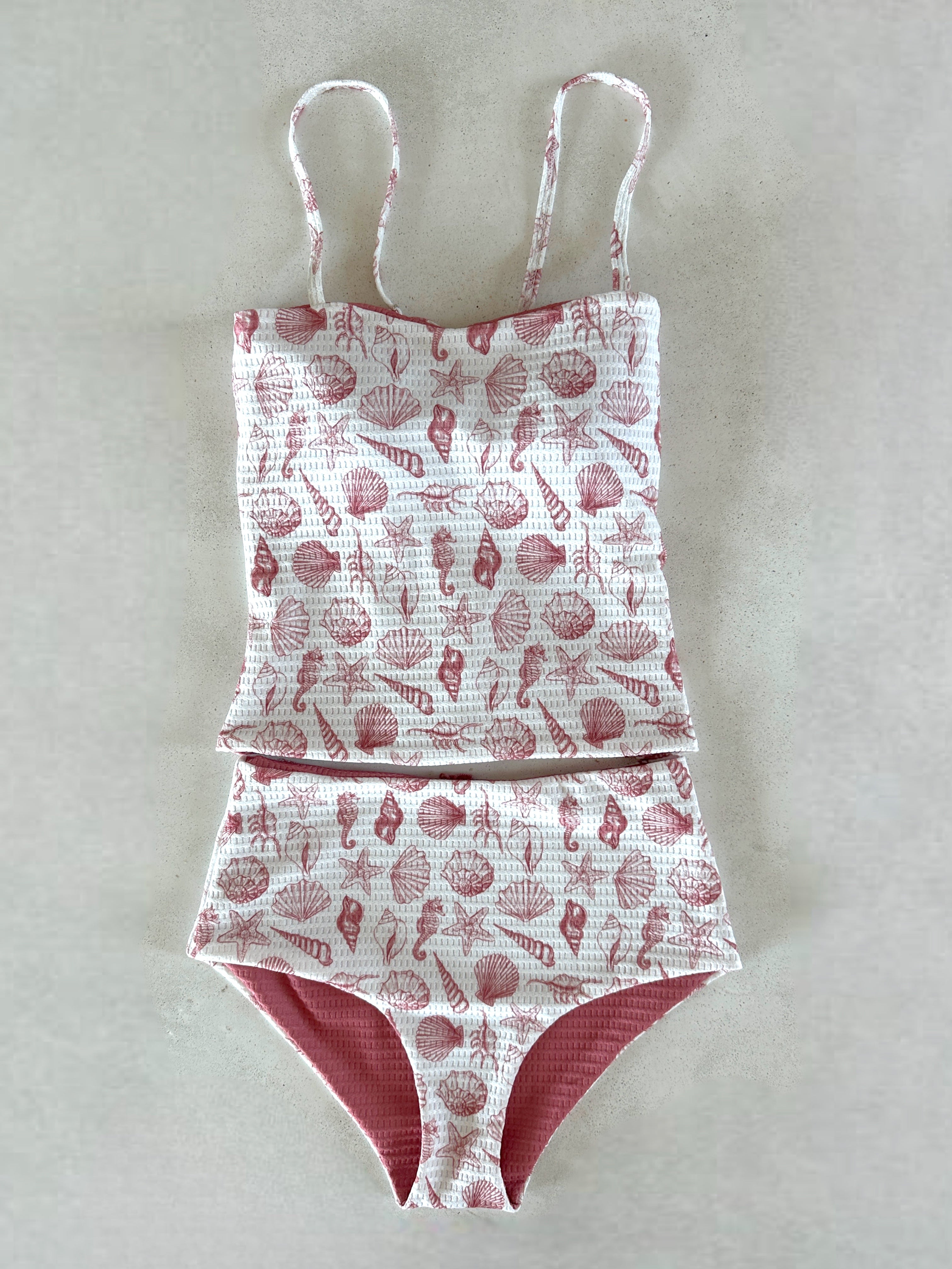 Saylor Salmon Pink Reversible Tankini Swimsuit for Women - Two Piece Bikini Set with Adjustable Straps | Perfect for Beach, Pool, and Summer Vacation