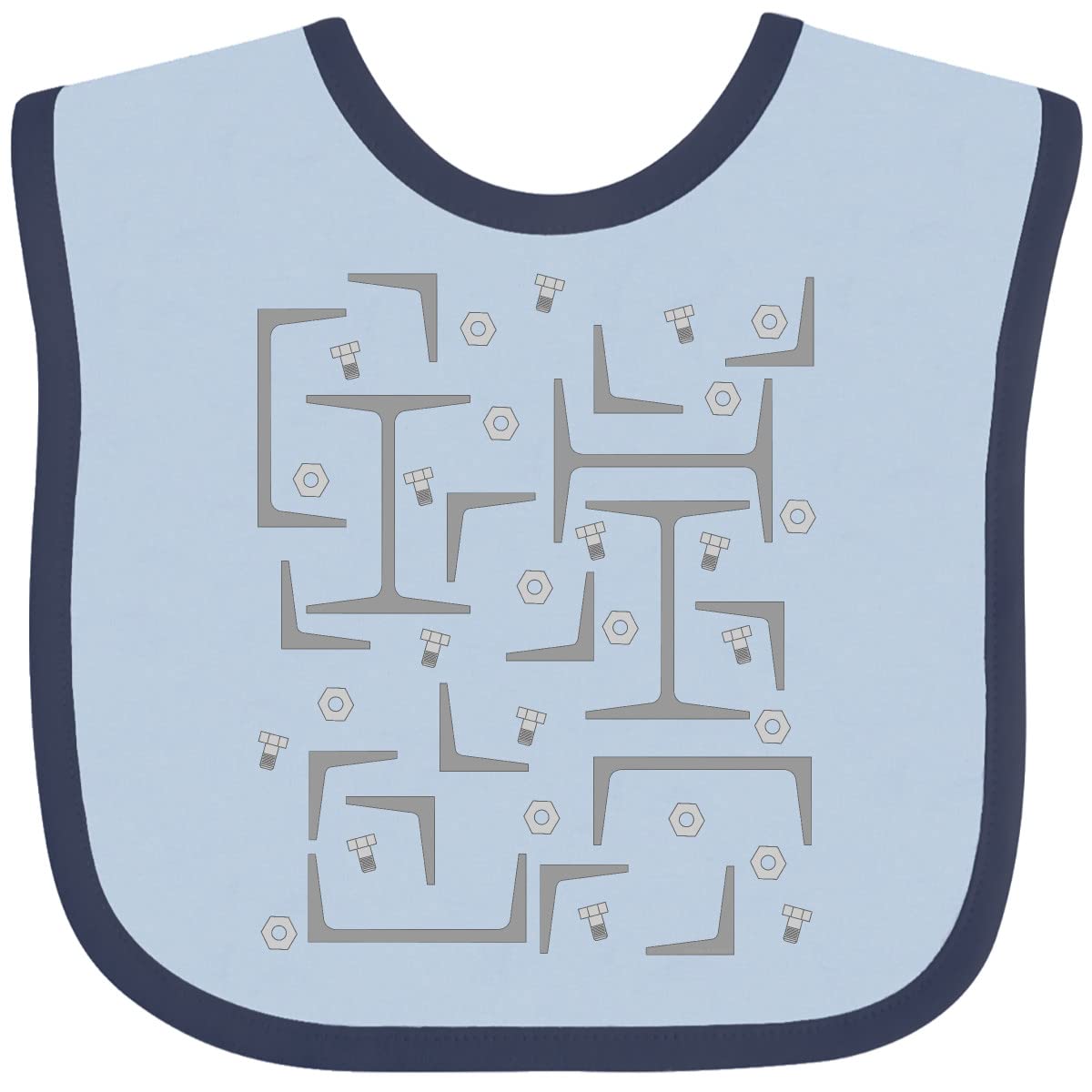 Inktastic Nuts, Bolts, Angles and Gray Steel Beams Baby Bib - Durable & Absorbent for Messy Mealtime - Perfect for Infants & Toddlers at Home or Daycare