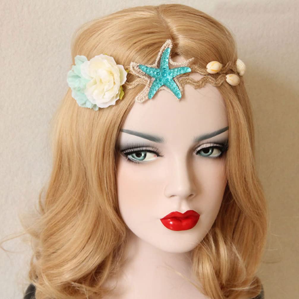 FOMIYES 2-Piece Starfish Headband Set - Mermaid Hair Accessories for Women, Sea Star Hair Clips, Bohemian Resin Diamond Shell Flower Headpiece - Perfect for Beach Weddings, Bridal Showers, and Summer Festival Outfits