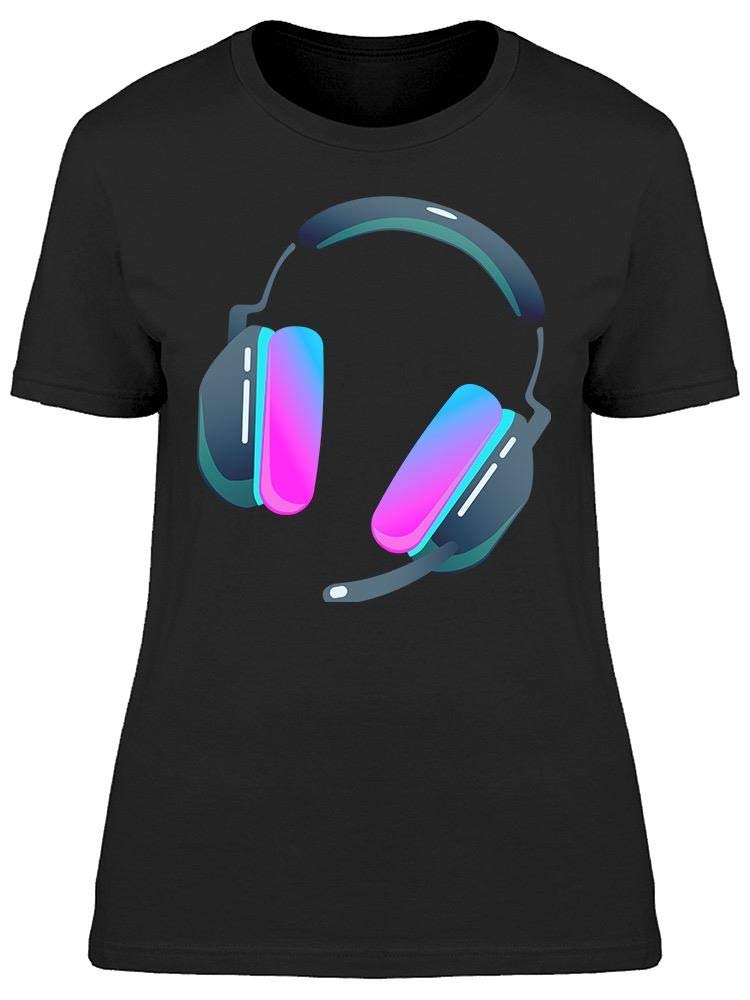 Smartprints Dark Computer Gaming Headset T-Shirt for Women - Comfortable Cotton Tee for Gaming, Streaming & Casual Wear