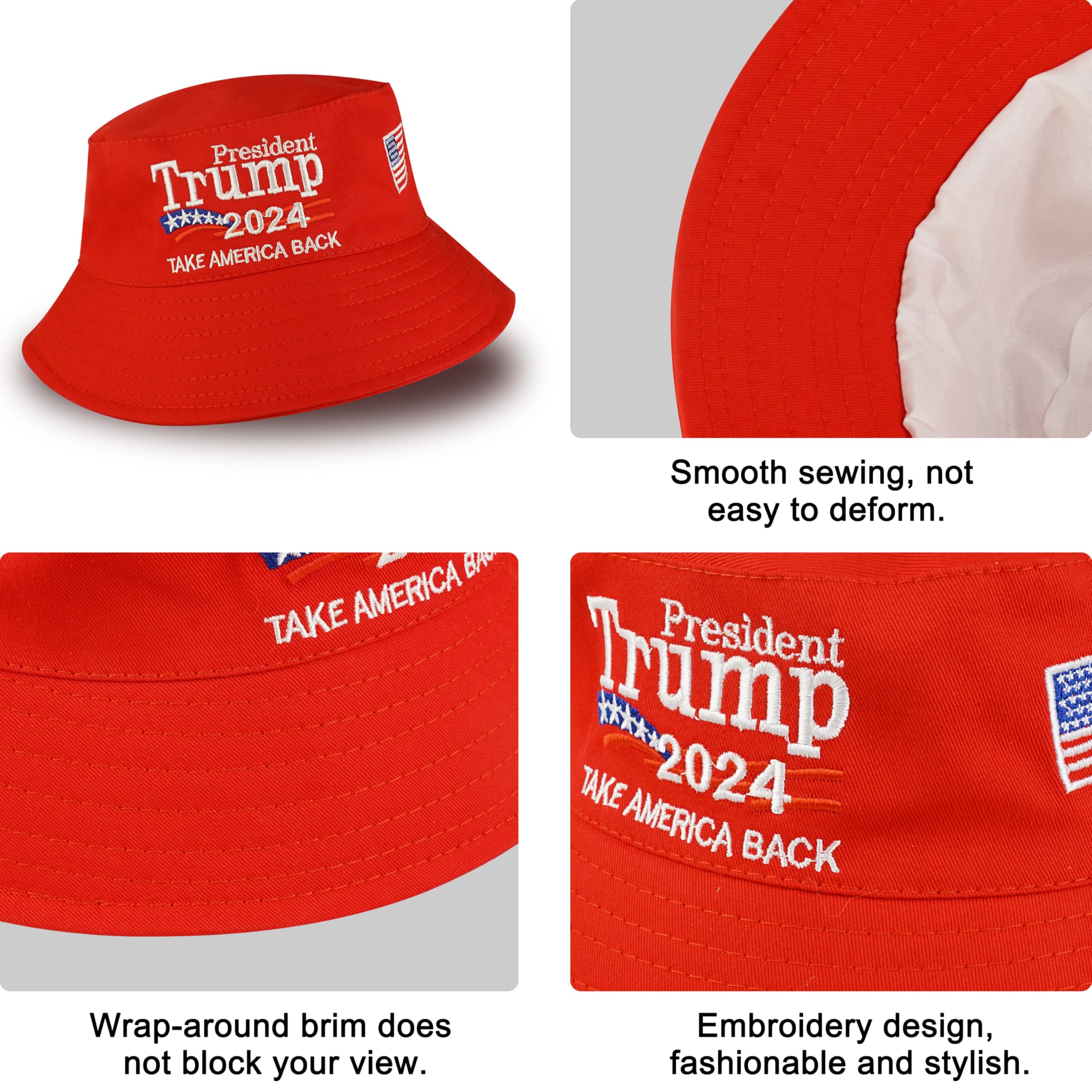 Trump 2024 Bucket Hat for Men & Women - 'Take America Back' Patriotic Sun Hat for Beach, Golf, Fishing & Outdoor Activities - Stylish Political Cap for Campaign Supporters & Summer Protection