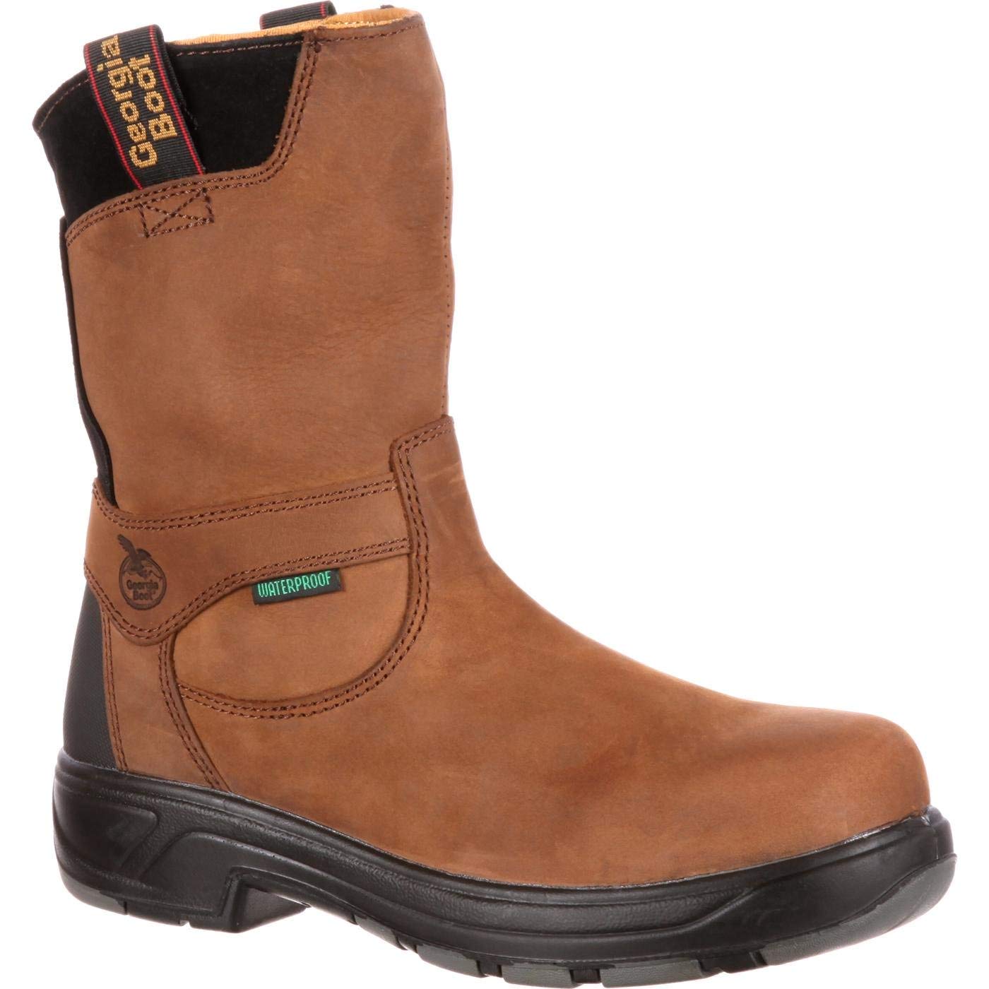 Georgia Boot Men's Flxpoint 10 Inch Steel Toe Work Boots - Waterproof & Slip Resistant for Construction, Landscaping & Outdoor Jobs
