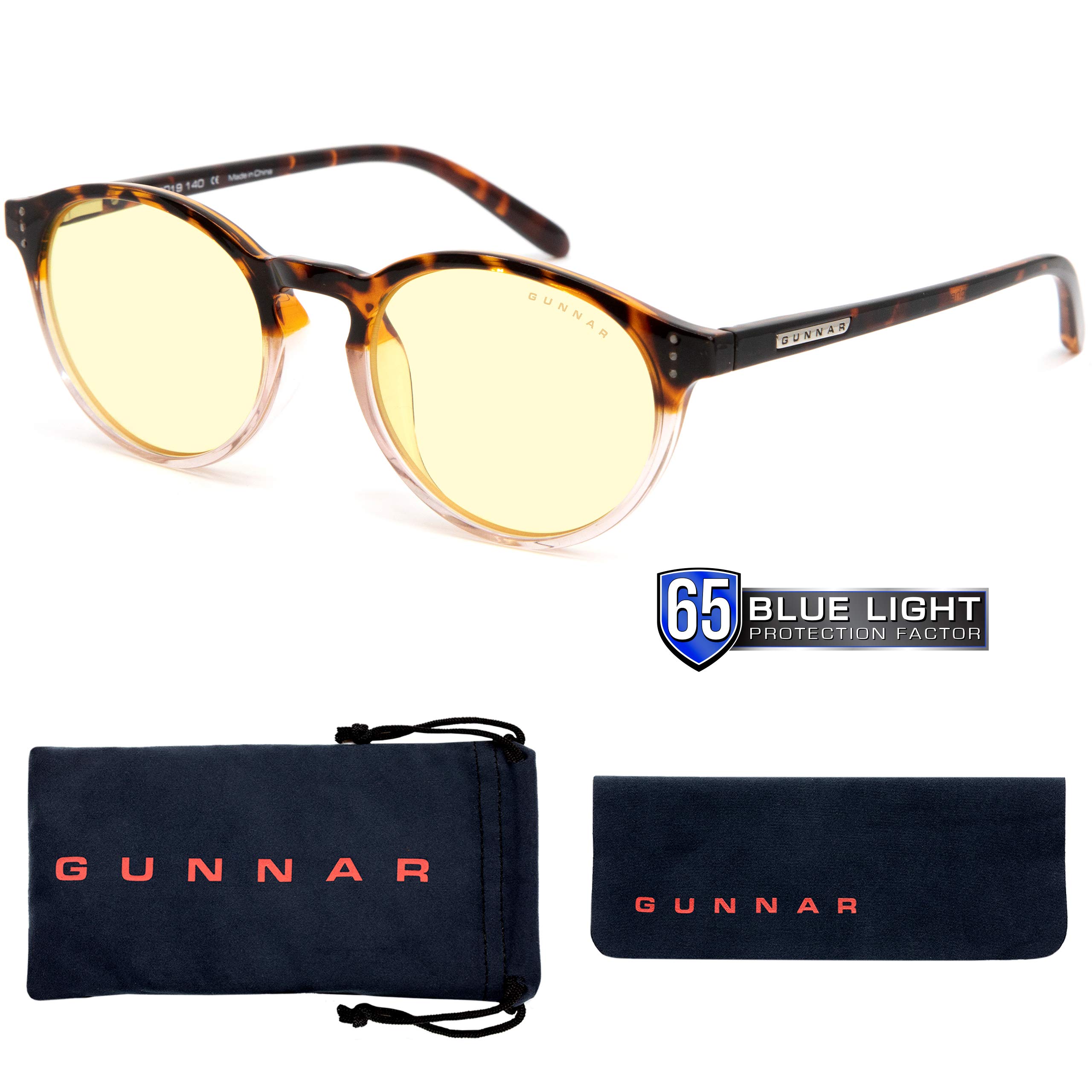 GUNNAR Premium Gaming & Computer Glasses - Blue Light Blocking (35% Reduction) - Tortoise/Rose Fade Clear Lens - Reduce Eye Strain for Gamers & Office Workers - Perfect for Long Screen Time & Digital Eye Fatigue Protection
