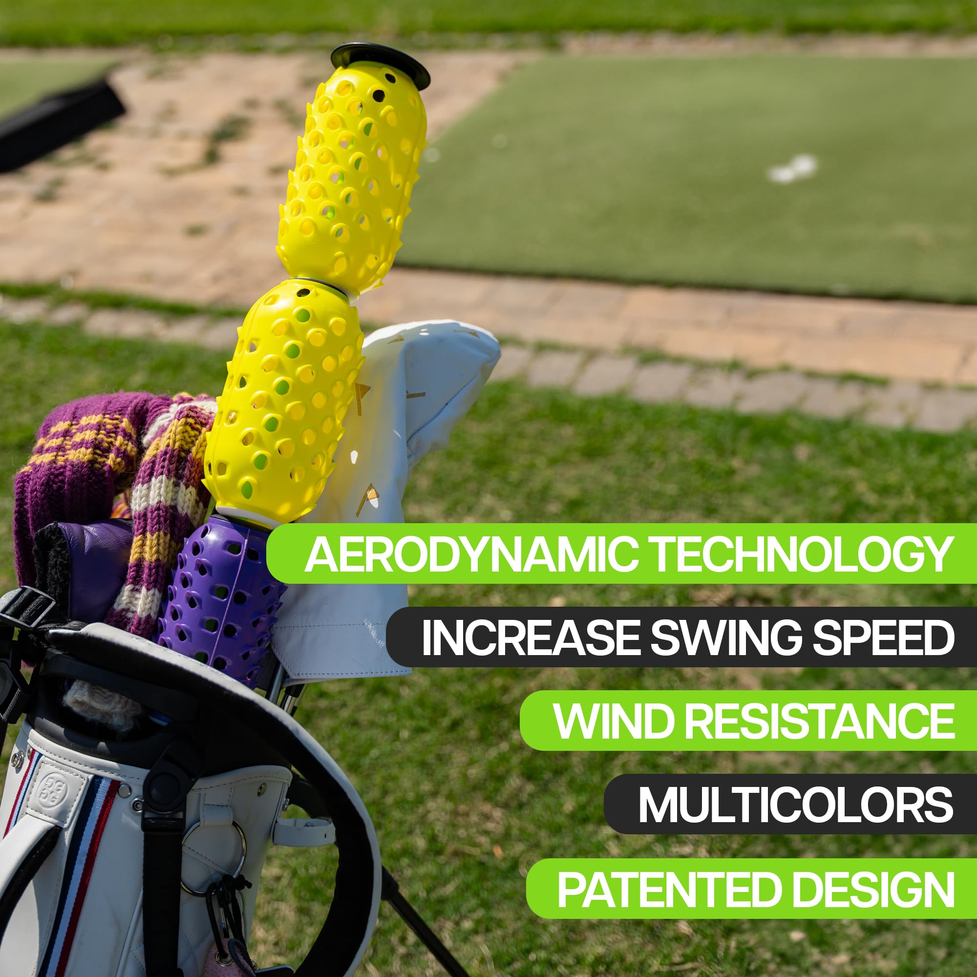 Premium Golf Swing Trainer & Speed Stick - Adjustable Golf Training Aid for Swing Speed & Accuracy - Warm Up Equipment with Wind Resistance - Perfect for Driving Range & Home Practice