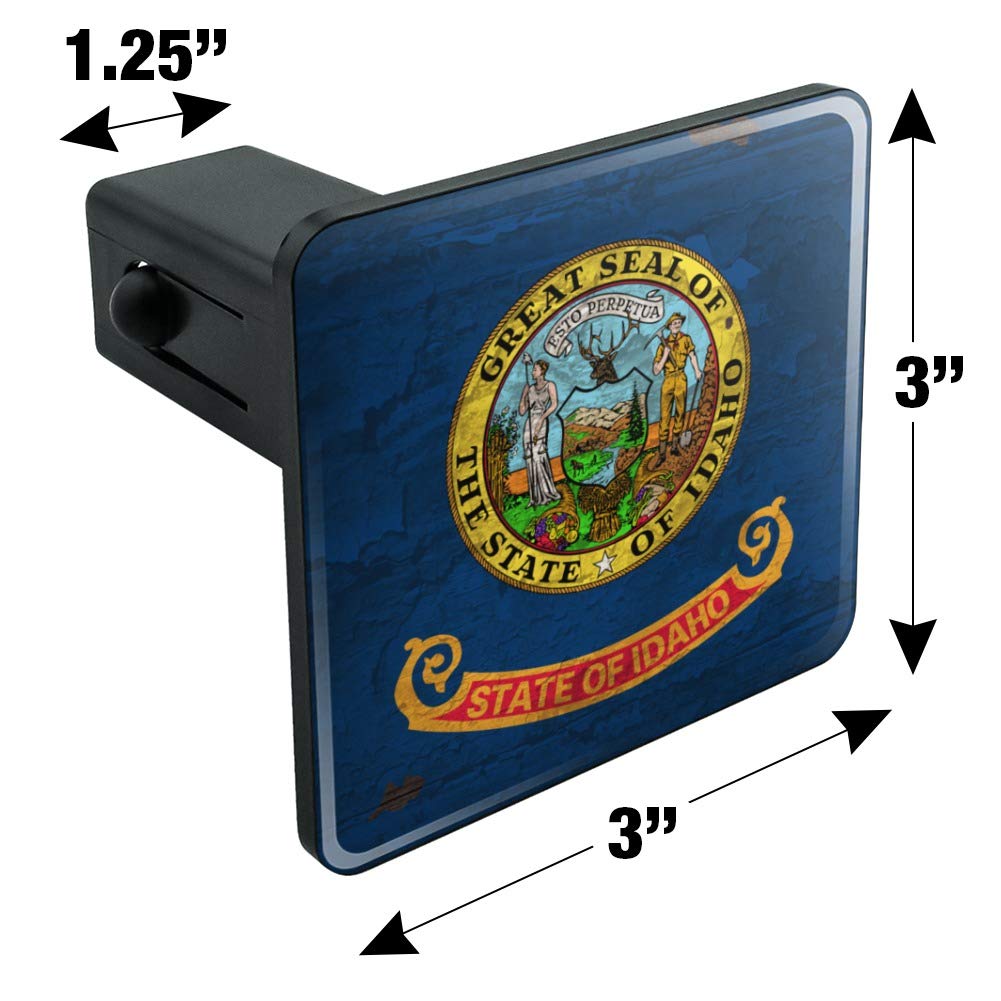 Rustic Distressed Idaho State Flag Hitch Cover Plug - USA Made Trailer Accessory for Trucks & SUVs - Perfect for Road Trips, Camping & Outdoor Adventures