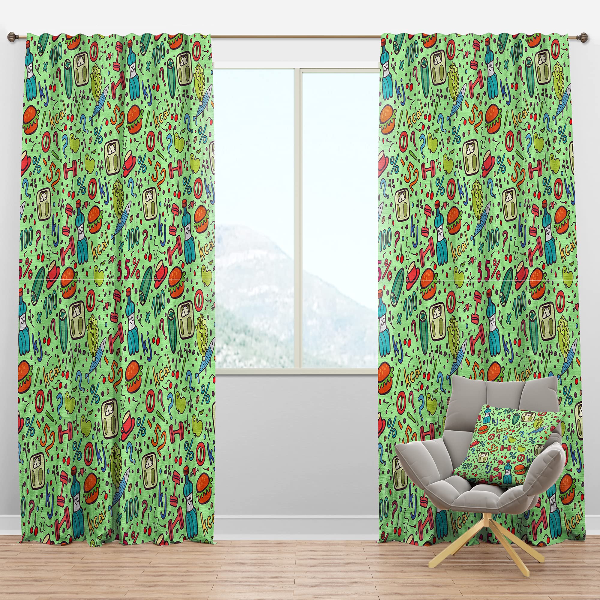 DesignQ Blackout Curtains - Thermal Insulated Single Panel (52x108 Inches) - Dark Green Pattern for Bedroom & Living Room - Noise Reducing & Energy Saving Window Drapes - Perfect for Home Theater, Nursery, and Shift Workers