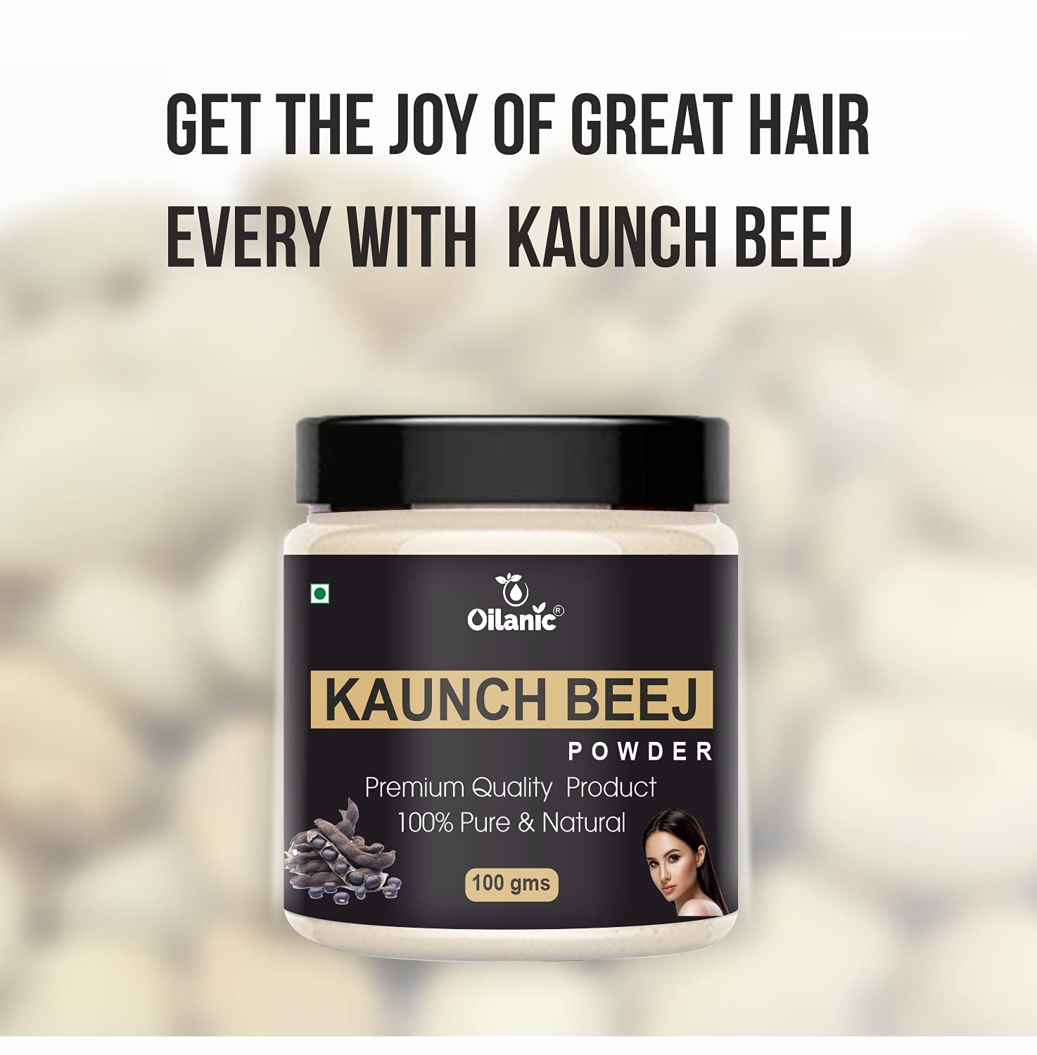 Oilanic 100% Pure Natural Kaunch Beej Powder for Skin & Hair Care - 3 Pack (300g) | Ayurvedic Herbal Supplement for Hair Growth & Glowing Skin | Perfect for DIY Face Masks & Hair Treatments