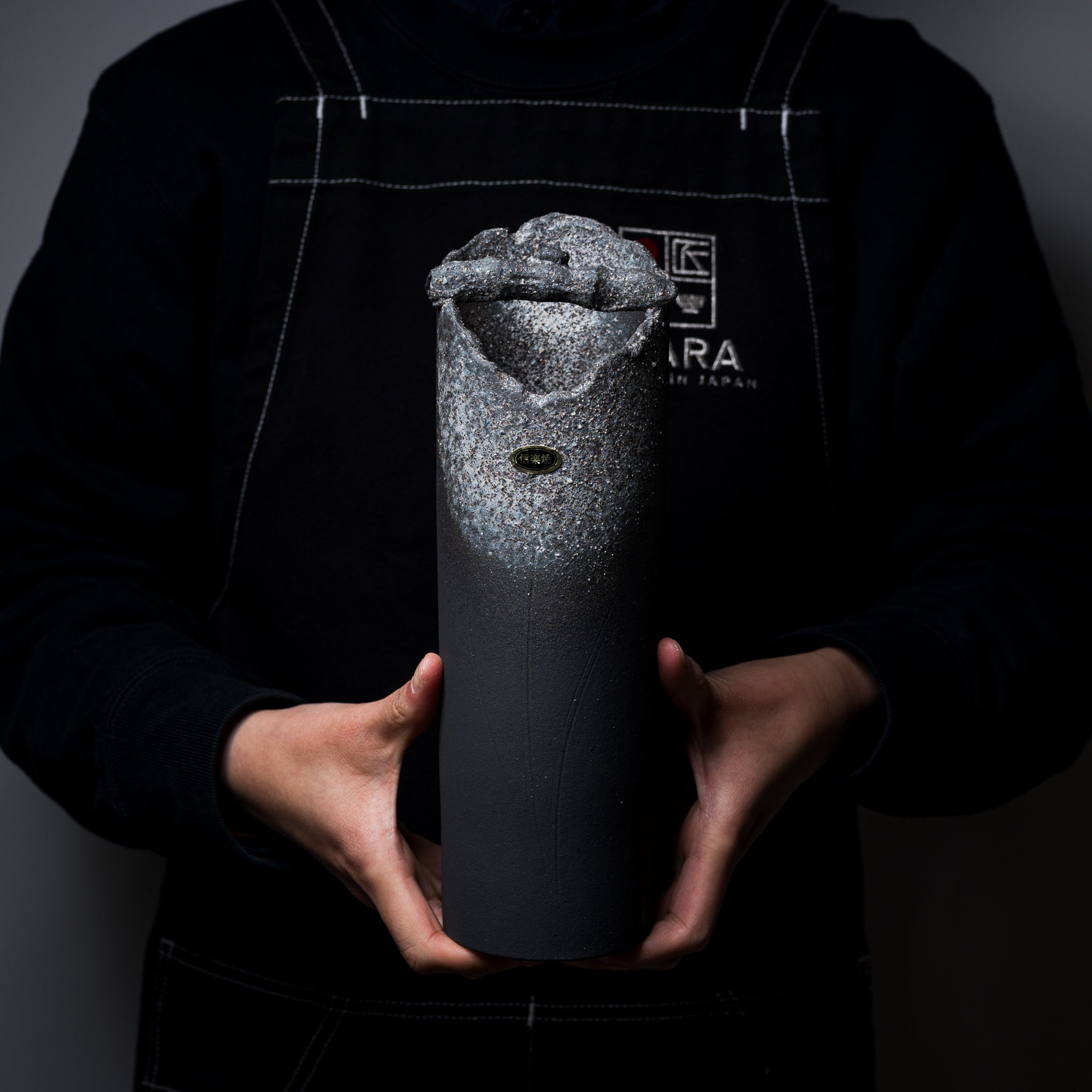 Handmade Shigaraki Ware Pottery Vase - Traditional Japanese Ceramic Vase with Charcoal Glaze - Perfect for Home Decor, Zen Garden & Flower Arrangements