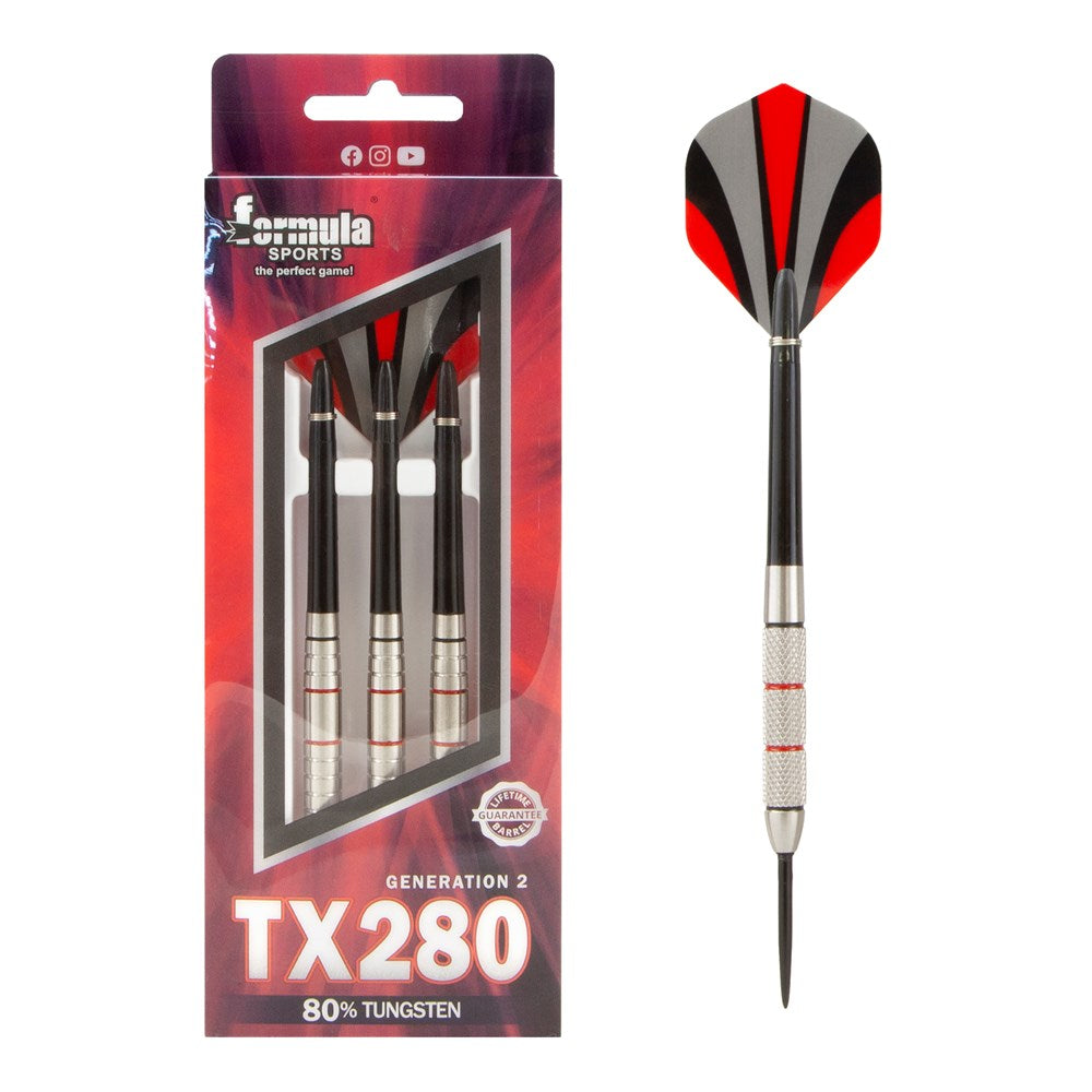 Formula TX280 Tungsten 80 Darts Set - 21g Professional Steel Tip Darts for Precision Play | Perfect for Tournaments, League Games & Home Practice