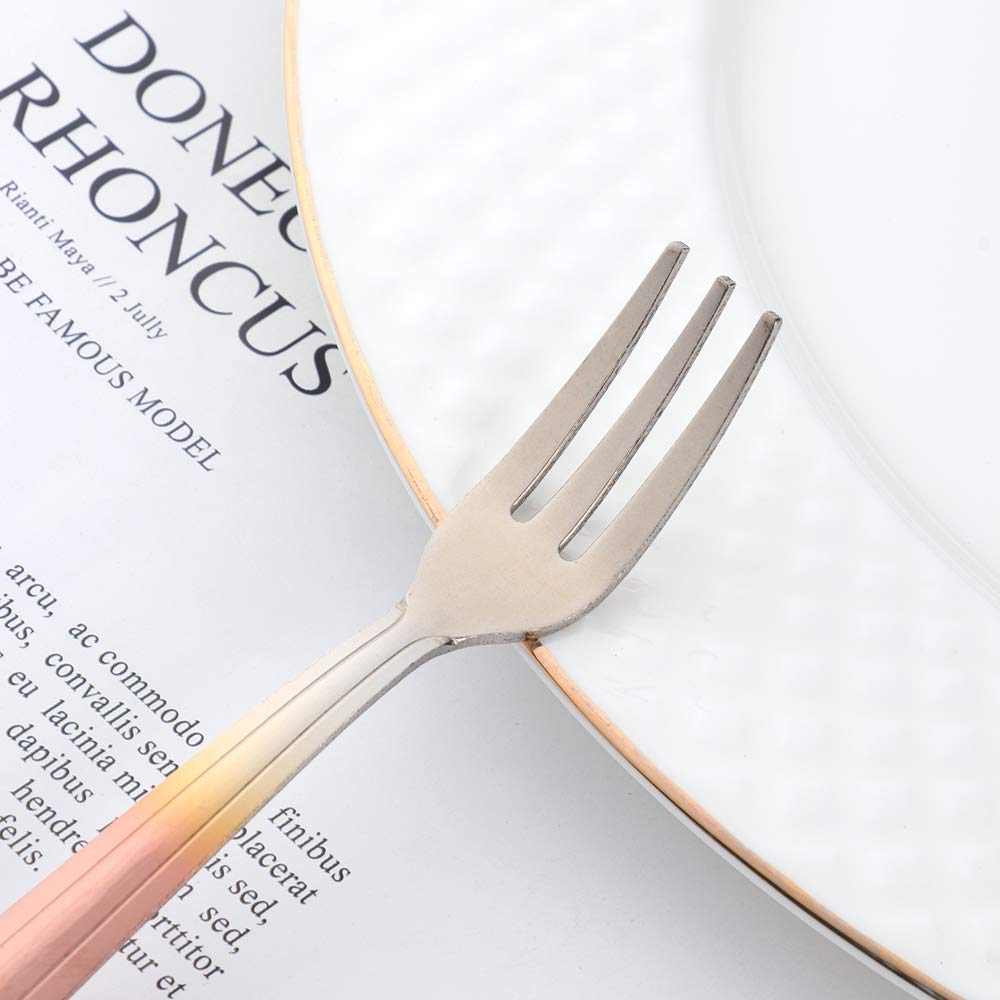 12-Piece Cocktail Cake Fork Set - Stainless Steel Appetizer & Oyster Forks in Rose Gold Gradient - Perfect for Parties, Weddings & Fine Dining