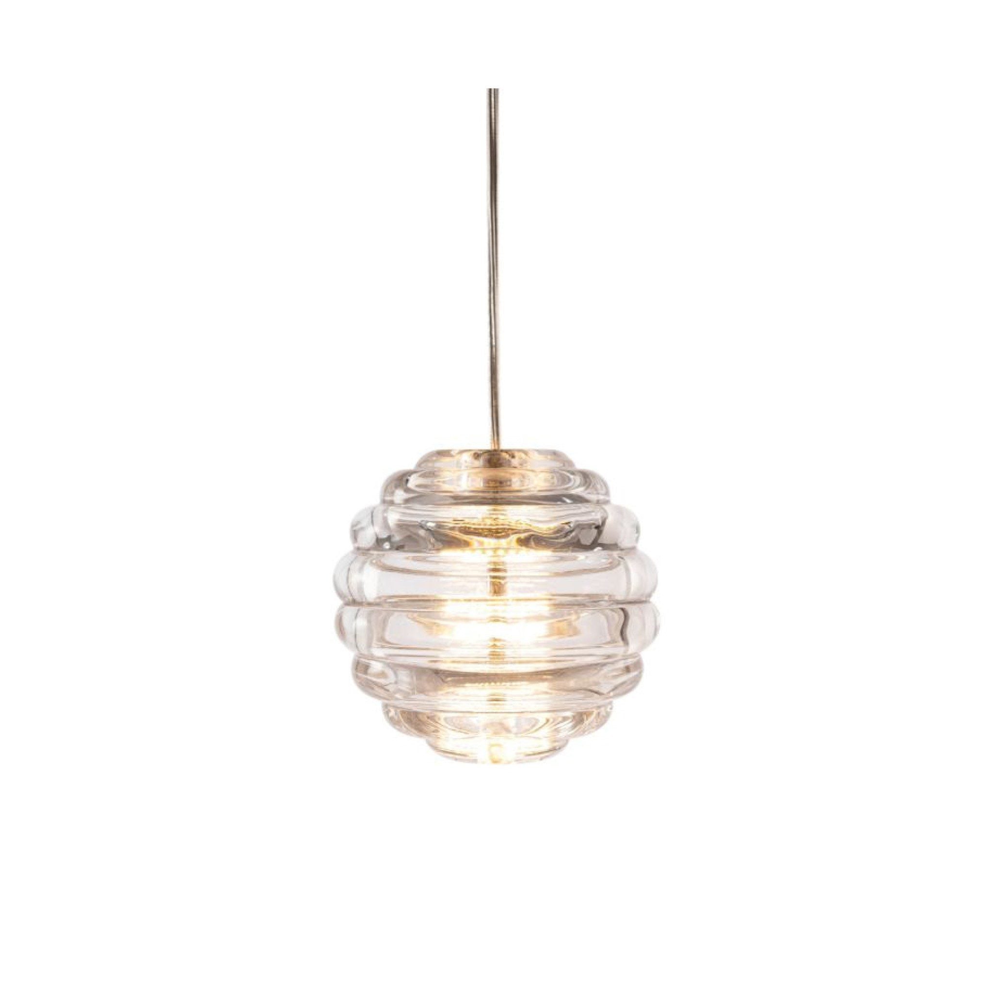 TOM DIXON Press Mini Sphere Pendant LED Light - Clear Glass Modern Hanging Lamp for Living Room, Bedroom & Office Decor