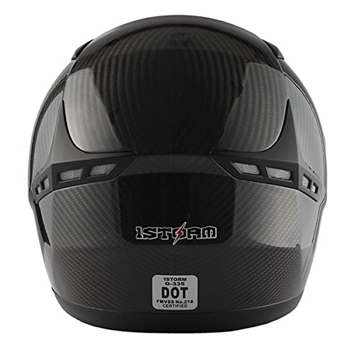 Genuine Carbon Fiber Motorcycle Helmet - Lightweight 3.2lb Full Face Street Bike Helmet (HG335-CarbonFiber) Black - Perfect for Racing, Commuting & Road Safety